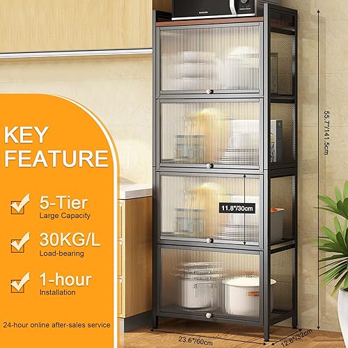 Miniatura 5 de WOQLIBE Estante de cocina para panadería de 5 niveles, estante pesado para almacenamiento de cocinas con pies ajustables, estante industrial