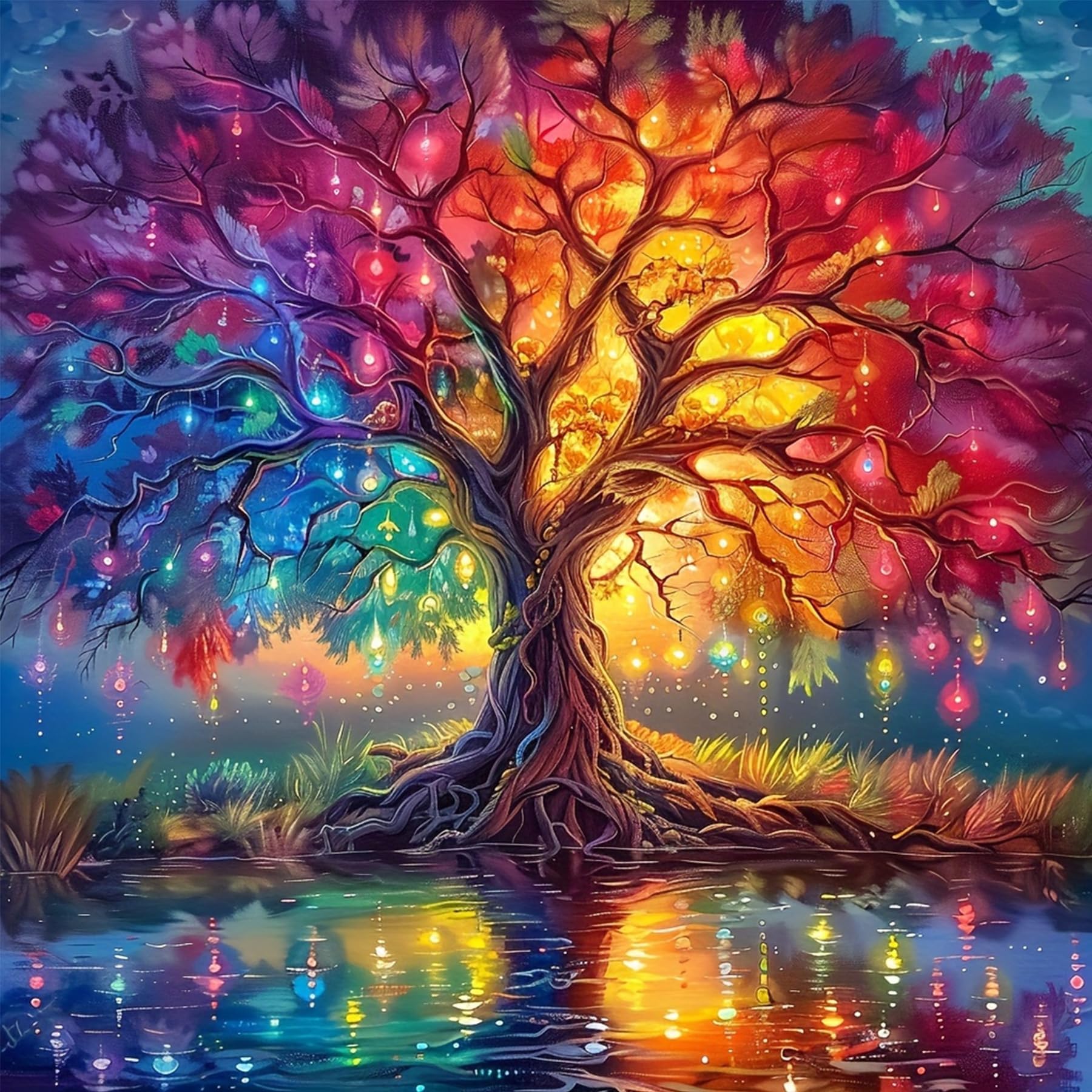 Kit Peinture Diamant 5D Arbre Magique – Diamond Painting 40x30 Cm Pour Adultes – Décoration Murale DIY Scintillante