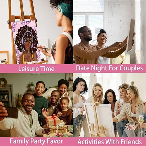 Miniatura 6 de Paquete de 8 lienzos predibujados de 8 x 10 pulgadas para pintar para adultos, kit de sorbo y pintura, suministros de fiesta, lienzo preestirado