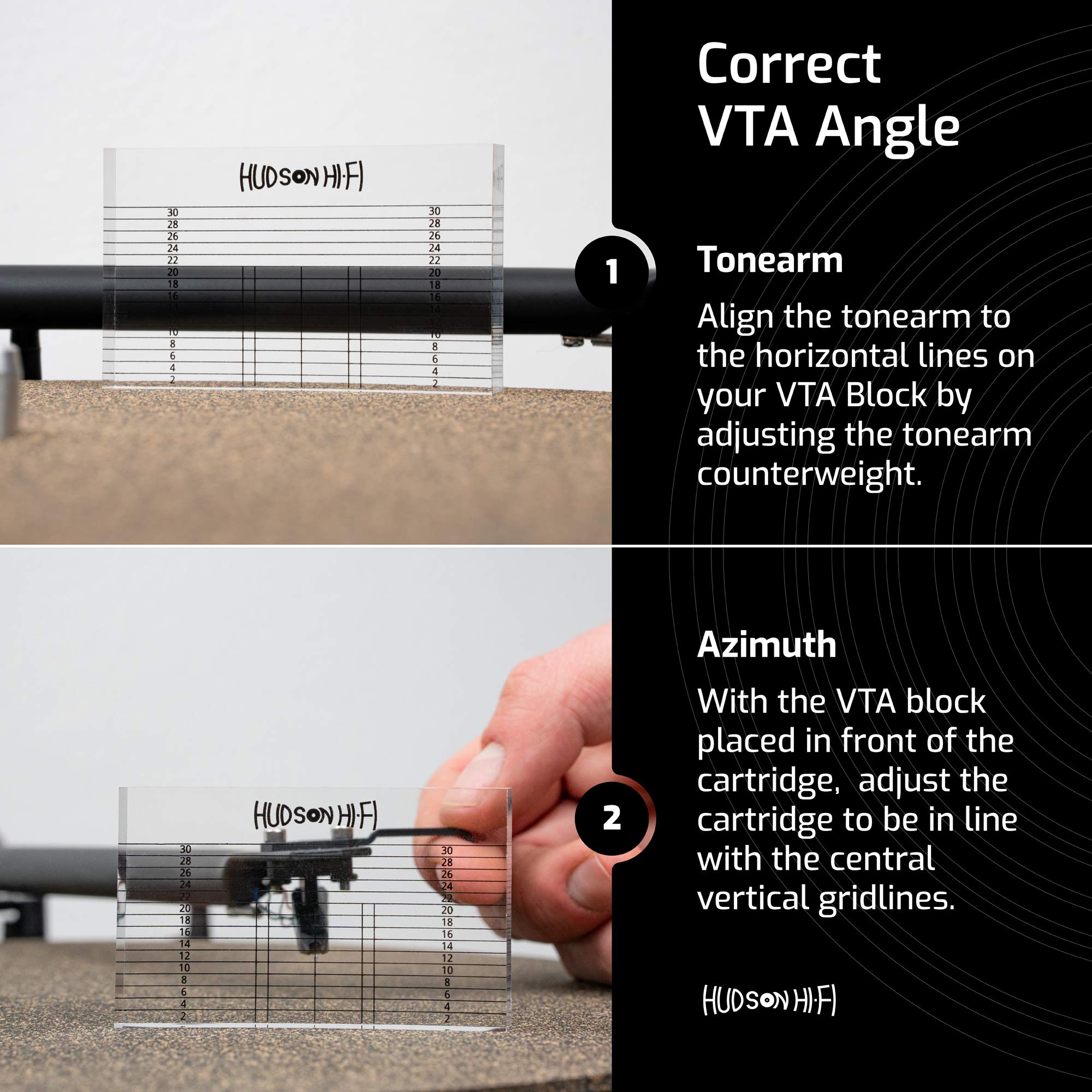 Hudson HiFi Turntable Cartridge Stylus Alignment Protractor Kit