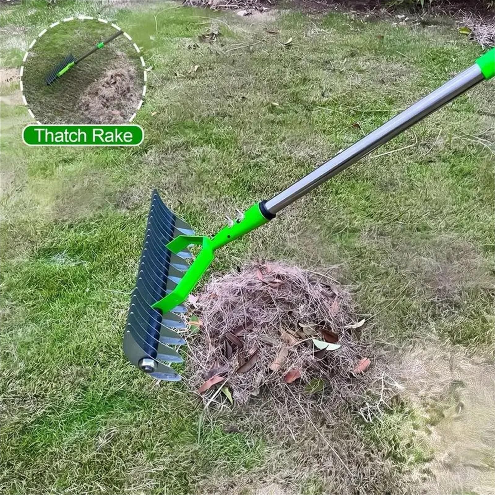 Genérico Rastrillo de jardín Rastrillo de césped Resistente para el Cuidado del césped, Limpiador de césped Muerto, rastrillo de Tierra para jardín, Ideal para jardinería y paisajismo. horticultura