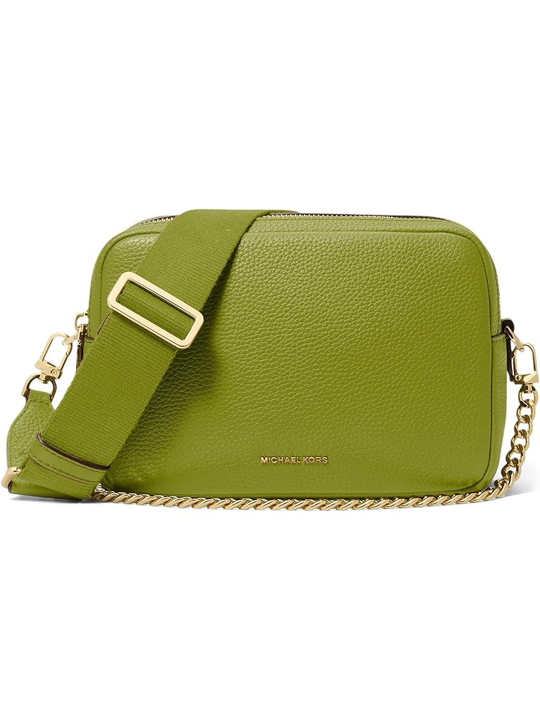 Green Michael Kors Bryant Medium Double Zip Chain Camera Crossbody