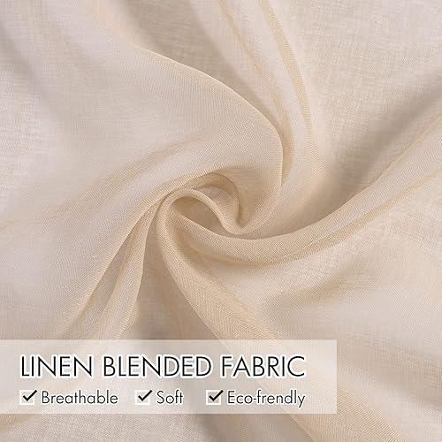 Miniatura 3 de MIULEE - Cortinas transparentes para ventana (2 paneles). Cortinas elegantes., Poliéster & Mezcla de poliéster, Marrón