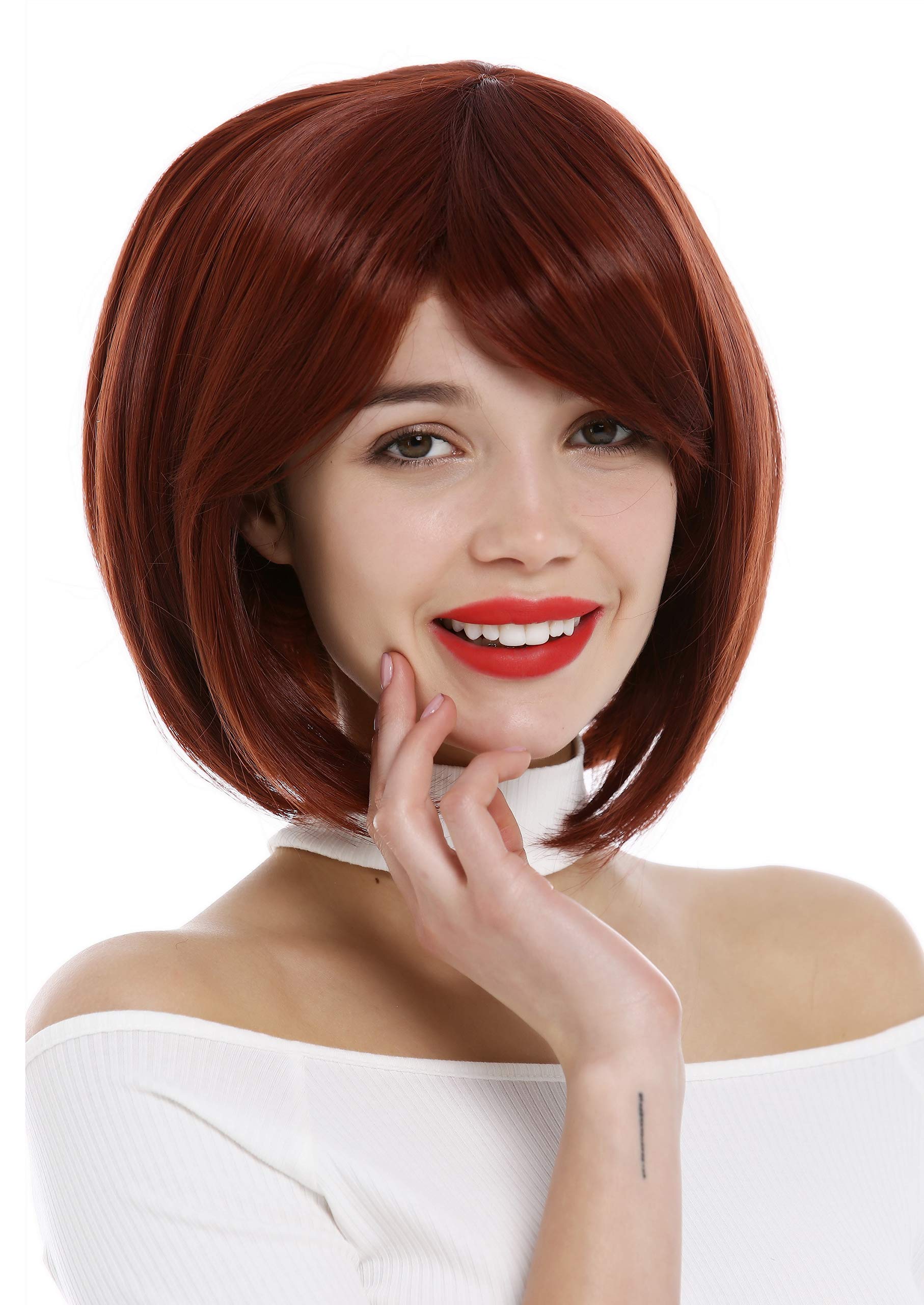 WIG ME UP - 1215-35 Lady Wig short frayed Bob style parting auburn reddish brown hue, auburn (35), 23 inch - Image 3