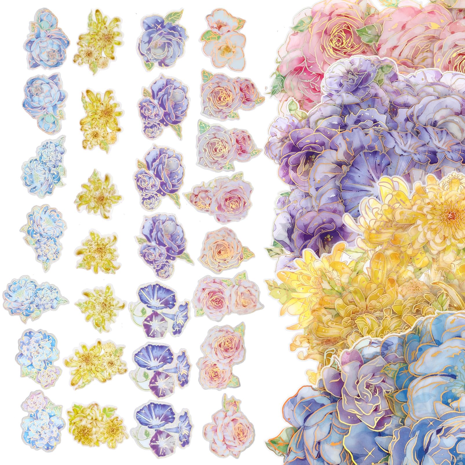 TEHAUX 5 Pièces 4 Autocollants Floraux Vintage Journalisation Floral Autocollants Roses Esthétique Mignon Scrapbooking Botanique Esthétique Stickers L'animal De Compagnie