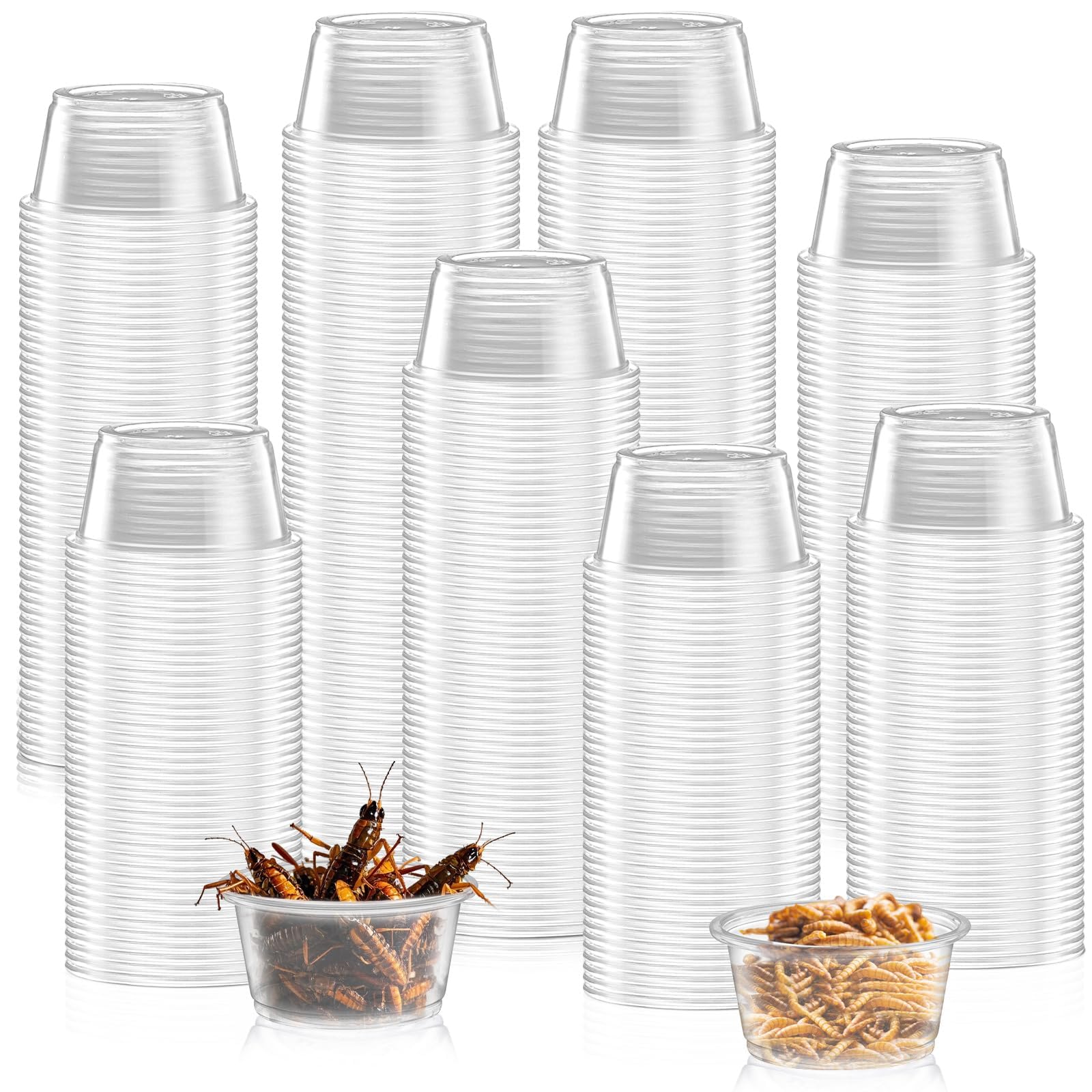 600PCS 0.5oz Gecko Food Cups | Durable Plastic Leak-Proof Reptile Feeder Cups - for Geckos, Lizards & Small Pets | Multi-Purpose for Terrarium Daily