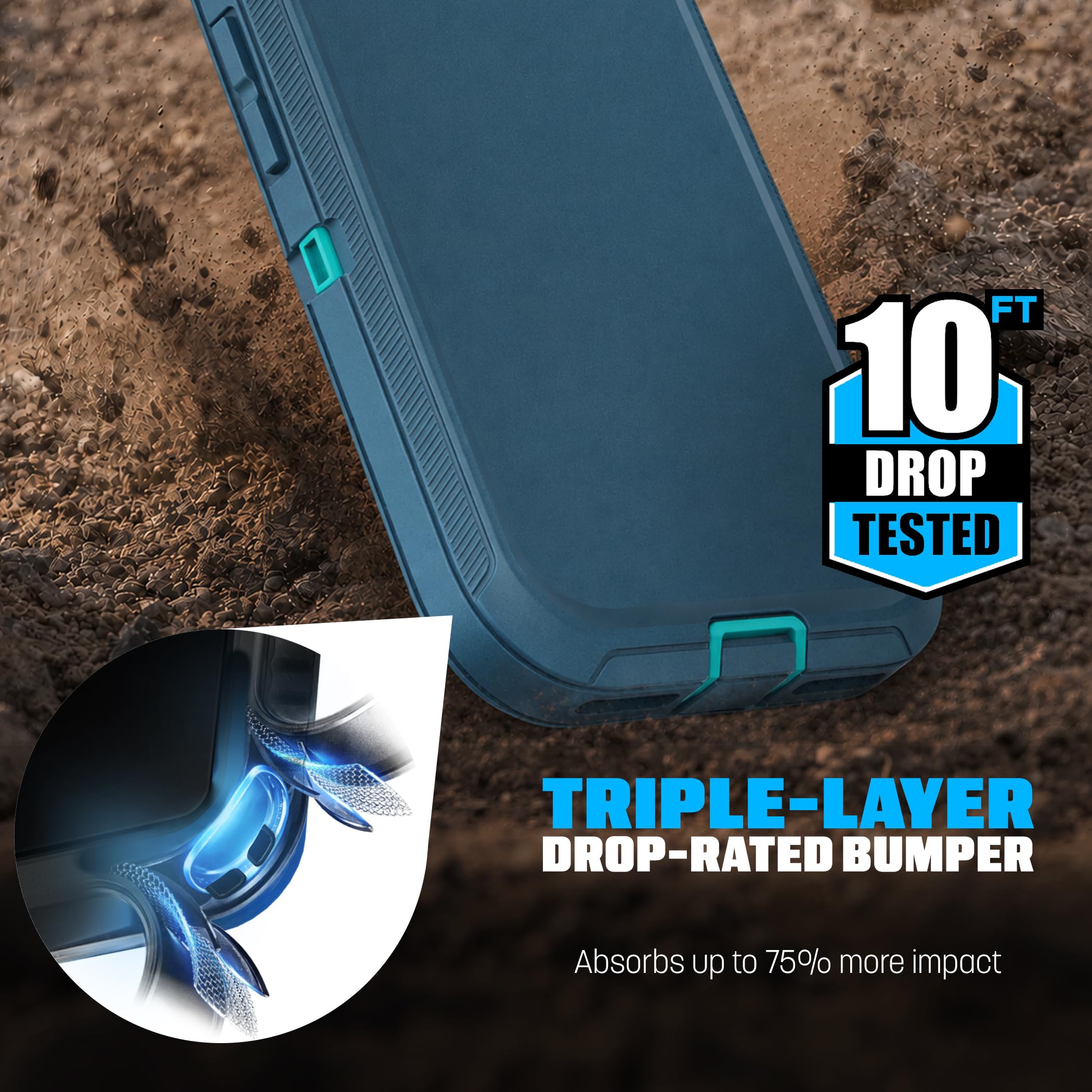 Encased Custodia magnetica per Google Pixel 11 Pro XL con clip da cintura | Protezione a doppio strato • Pellicola protettiva in vetro temperato • Compatibile con PixelSnap • Blu