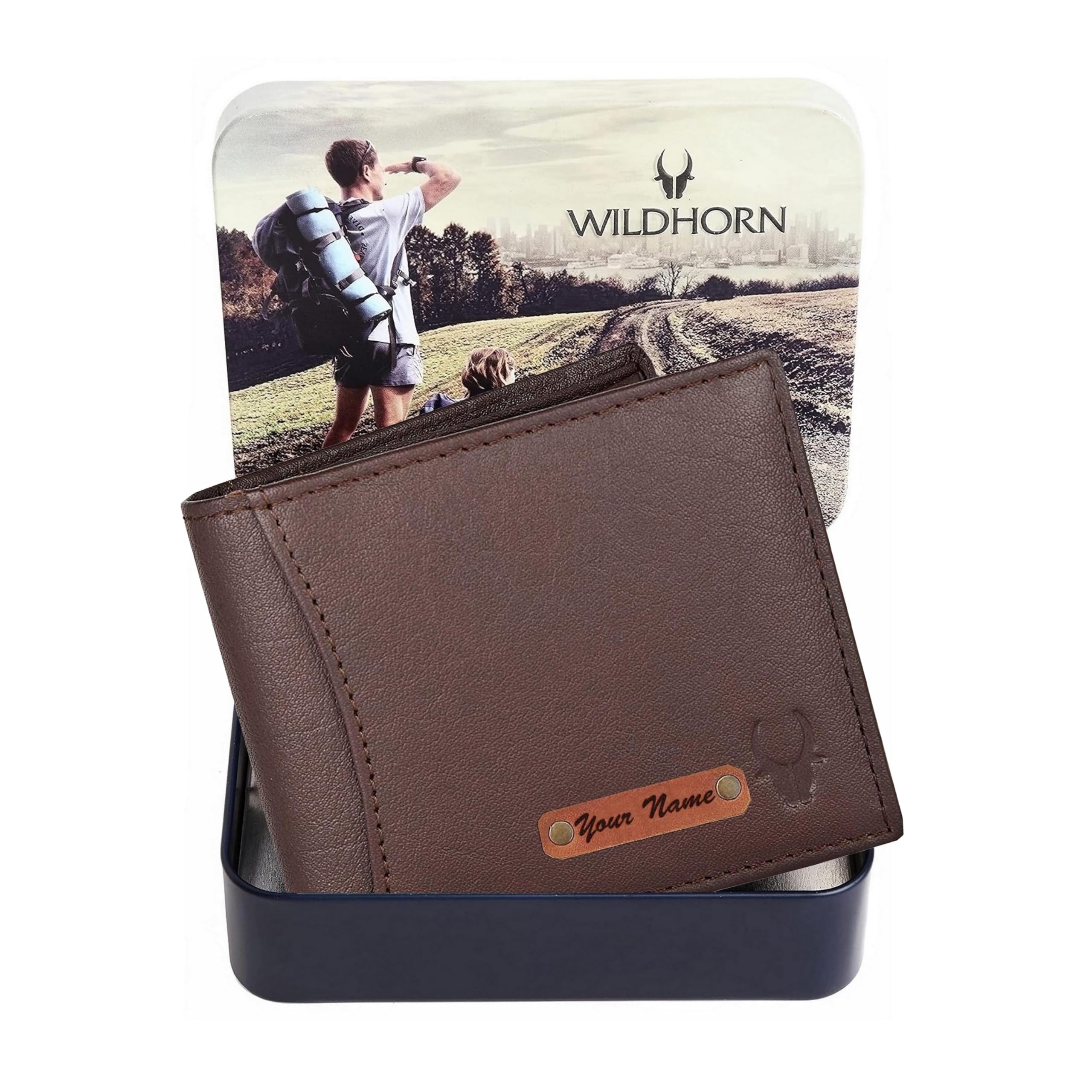Customised Gifts For Men | Personalized Leather Wallet For Mens -Name/Logo Printed On Wallet I Birthday Anniversary Gift For Men Boy Love Husband Employees Clients, Brown-image-1