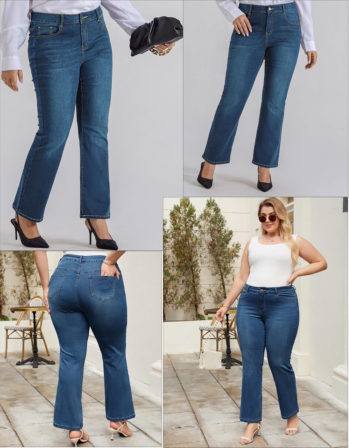 Hanna Nikole Women's Plus Size Wide Flared Jeans High Waisted Stretchy Bell Bottom Denim Jeans (Standard and Plus) - Image 7