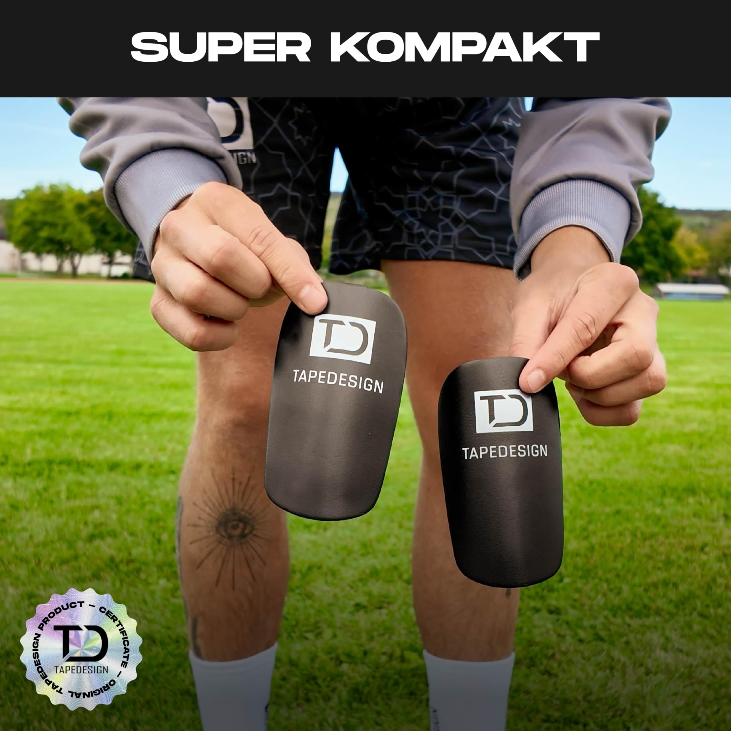 TAPEDESIGN - Mini Schienbeinschoner Fußball für Kinder & Erwachsene - Ultraleicht & flexibel für perfekten Sitz - kaum spürbar & weich - Schienbeinschutz klein - Shin Pads