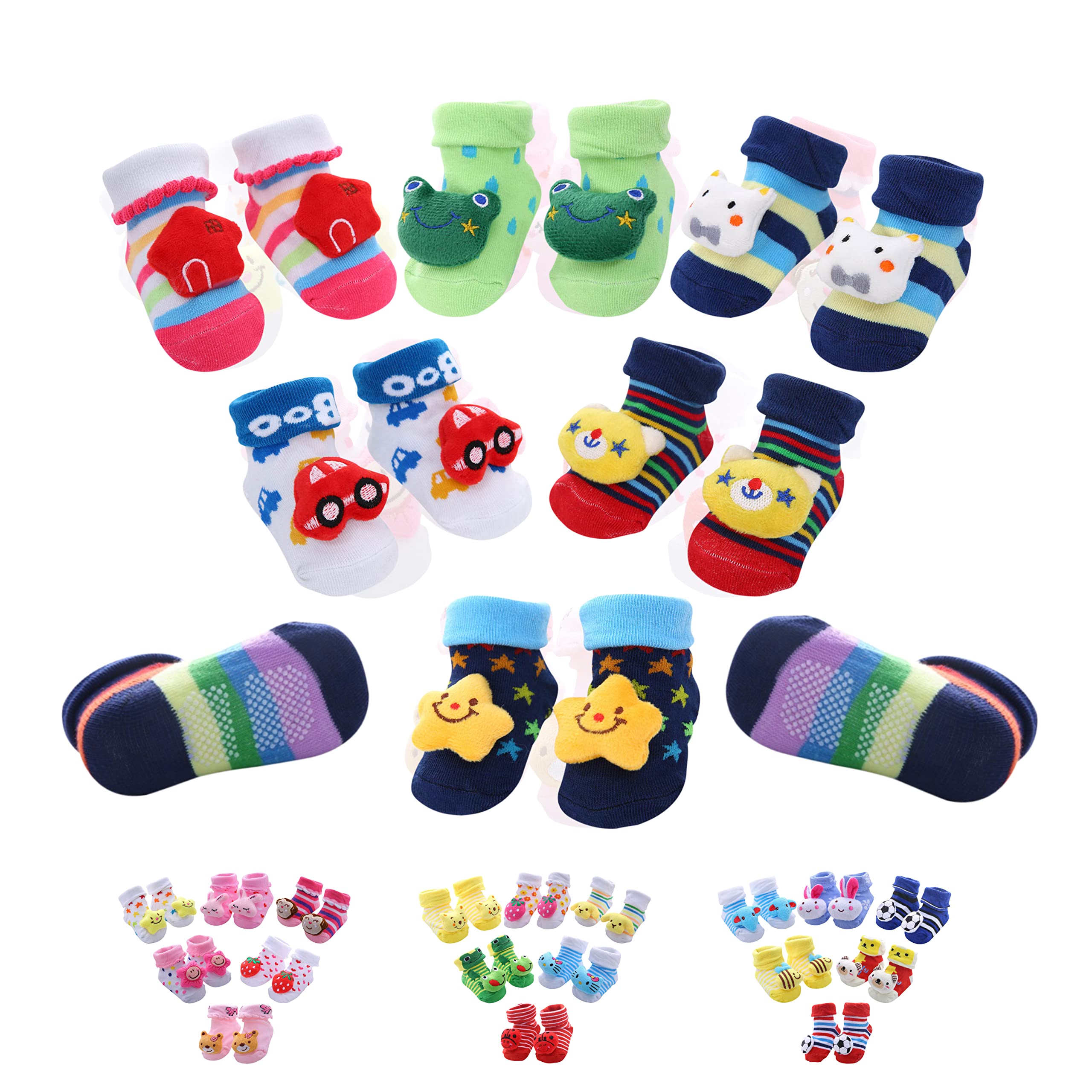 Adalex Global New 2022 Animal Models Baby Socks Anti-slip Cotton Newborn Infant Baby Socks 6 Pairs suitable for 0-3 3-6 6-12 months Boy Girl Boys Girls (UK, Age, 12 Months, Gorgeous)