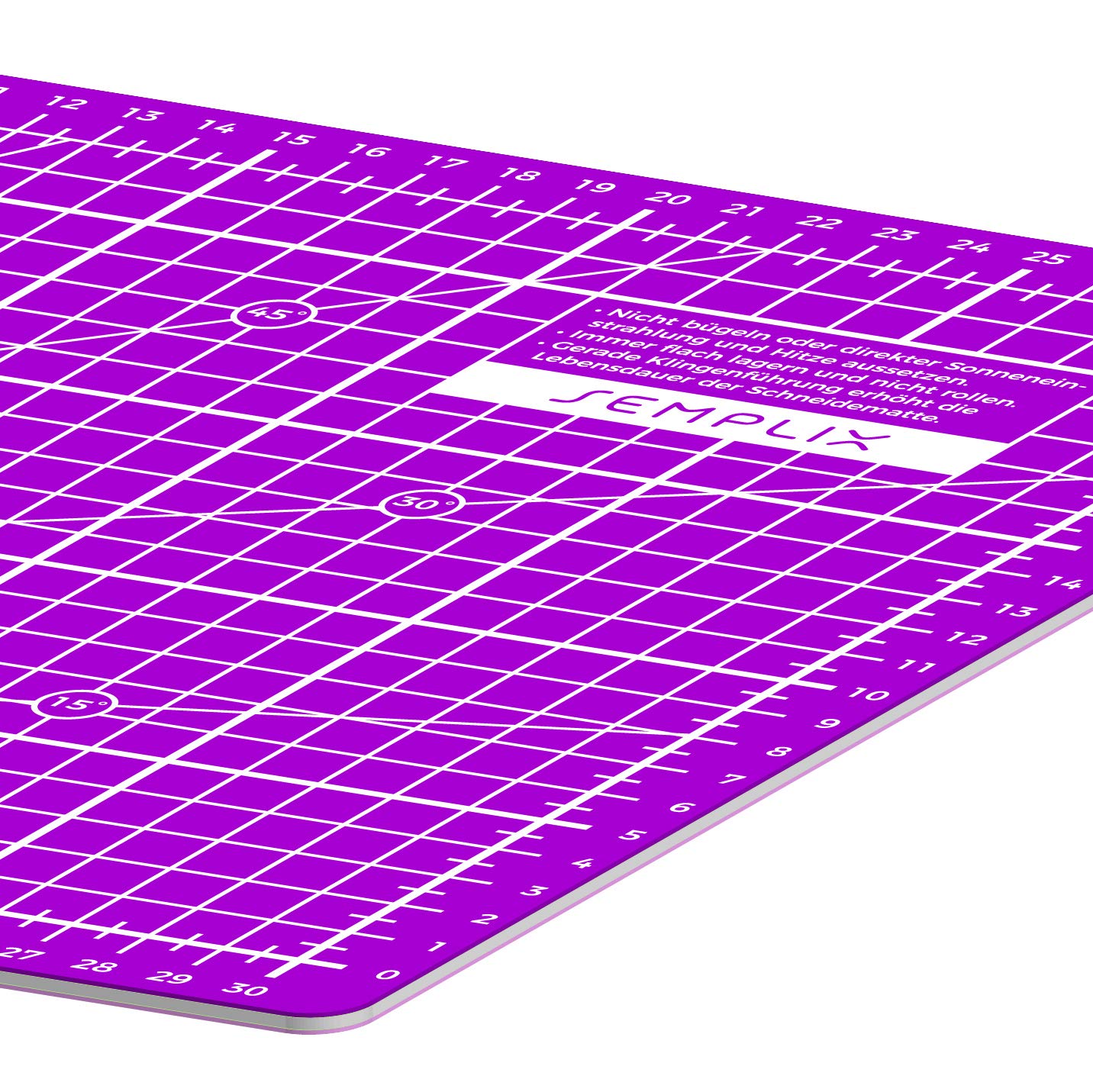 SEMPLIX Schneidematte A1 in Grün, Rosa, Grau, Türkis, Lila. Ideal fürs Basteln, Nähen und Patchworken. 90x60 Beidseitig Bedruckt. Vorderseite cm, Rückseite inch Bemaßung