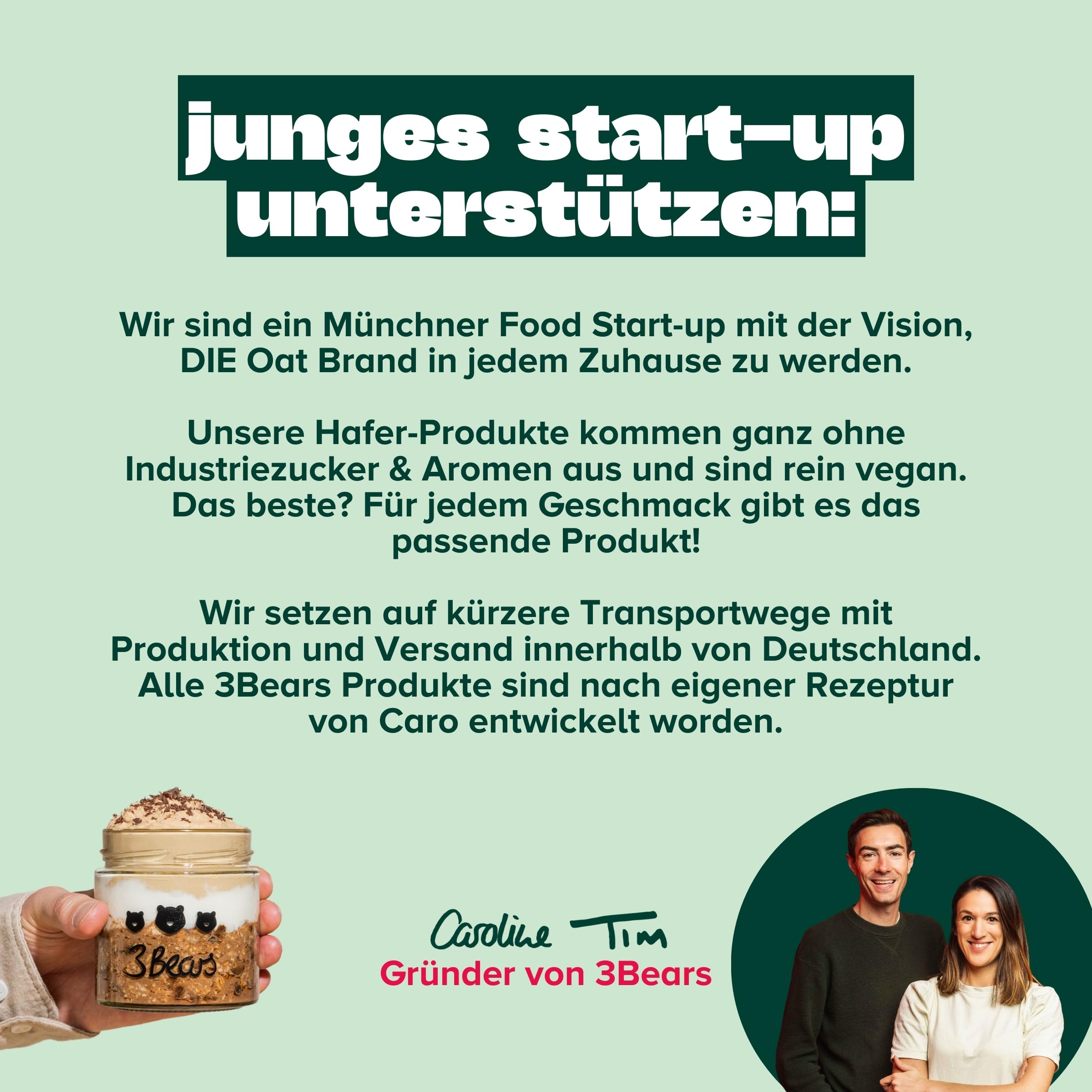 3Bears Overnight Oat Gläser-Set für echte Porridge Lover – Meal Prep Gläser mit Deckel für ein leckeres & schnelles Frühstück – mit praktischer Markierung für perfekte Overnight Oats - 3 Gläser