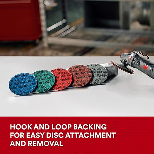 Miniatura 10 de Scotch-Brite Disco de acondicionamiento de superficie de precisión, PN-DH, muy fino, 5 x 78 pulgadas, accesorio de gancho y bucle, disco multiusos