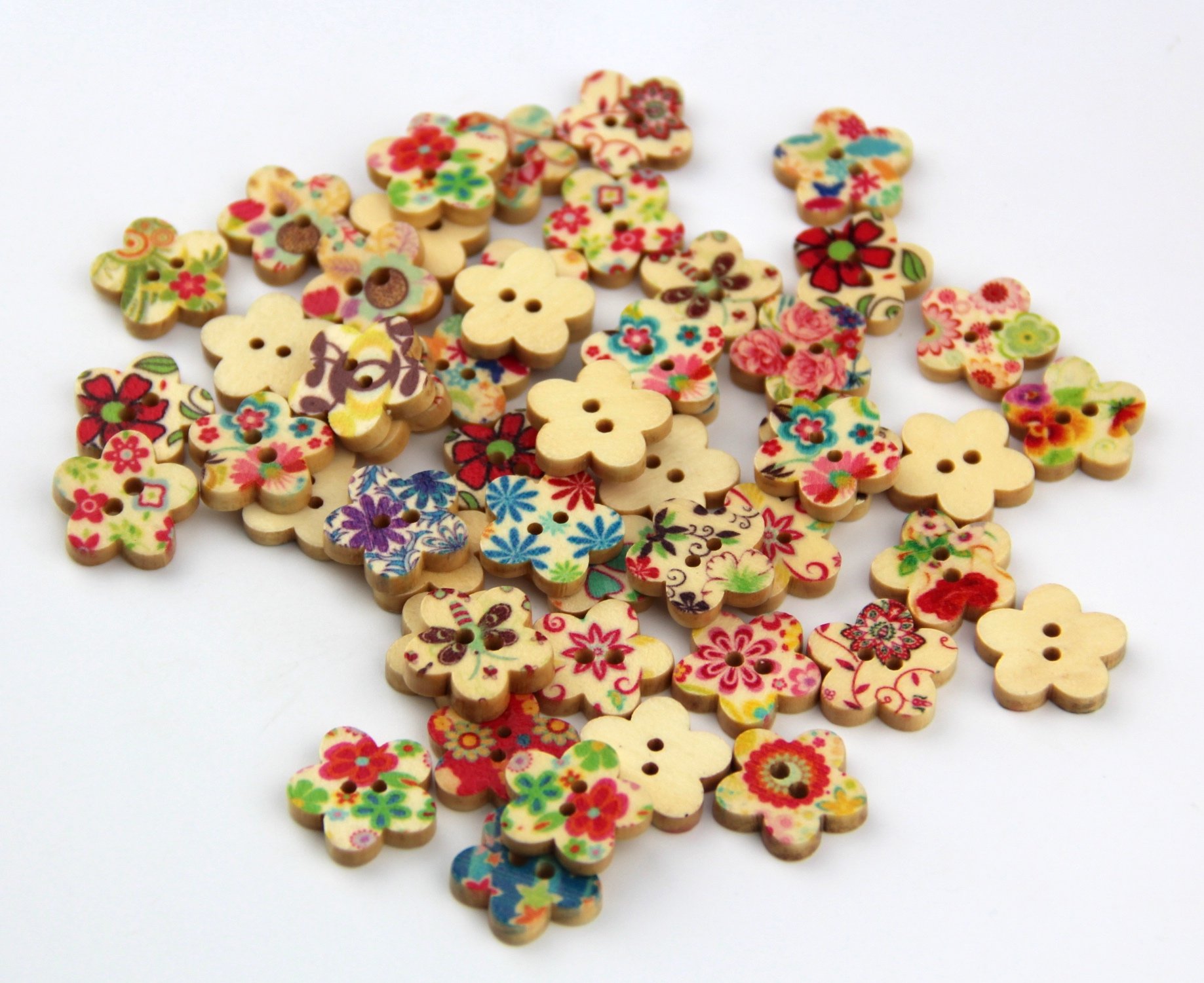 Raylinedo Flo Raylinedo® Mixed Wer Printed Wer Shaped Wooden Buttons Crafting Sewing Diy 2 Holes