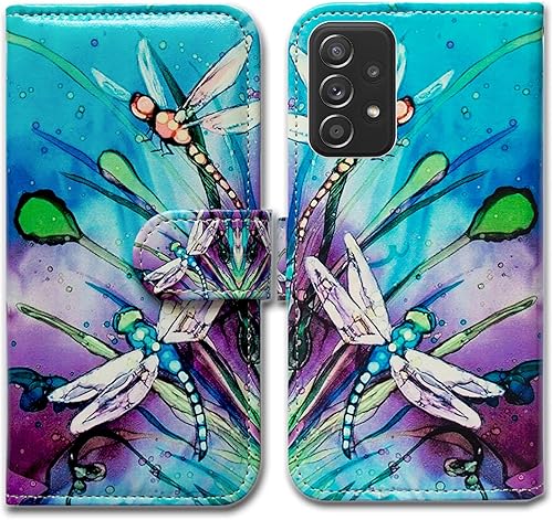 Miniatura 9 de Funda para Galaxy A52 5G, colorida libélula de cuero con tapa para teléfono con ranura para tarjetas, soporte para Samsung Galaxy A52 5G 2021