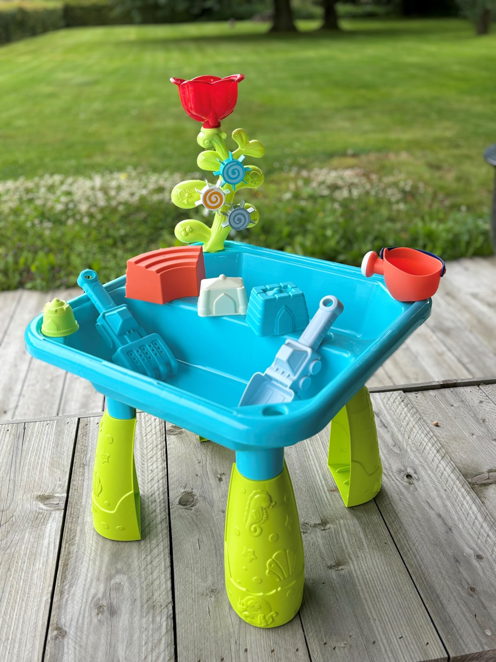 Paradiso Sand- und Wassertisch mit 14 Zubehörteilen für Jungen und Mädchen ab 3 Jahren, Outdoor, Garten und Strand Sand und Wasser Spielspaß
