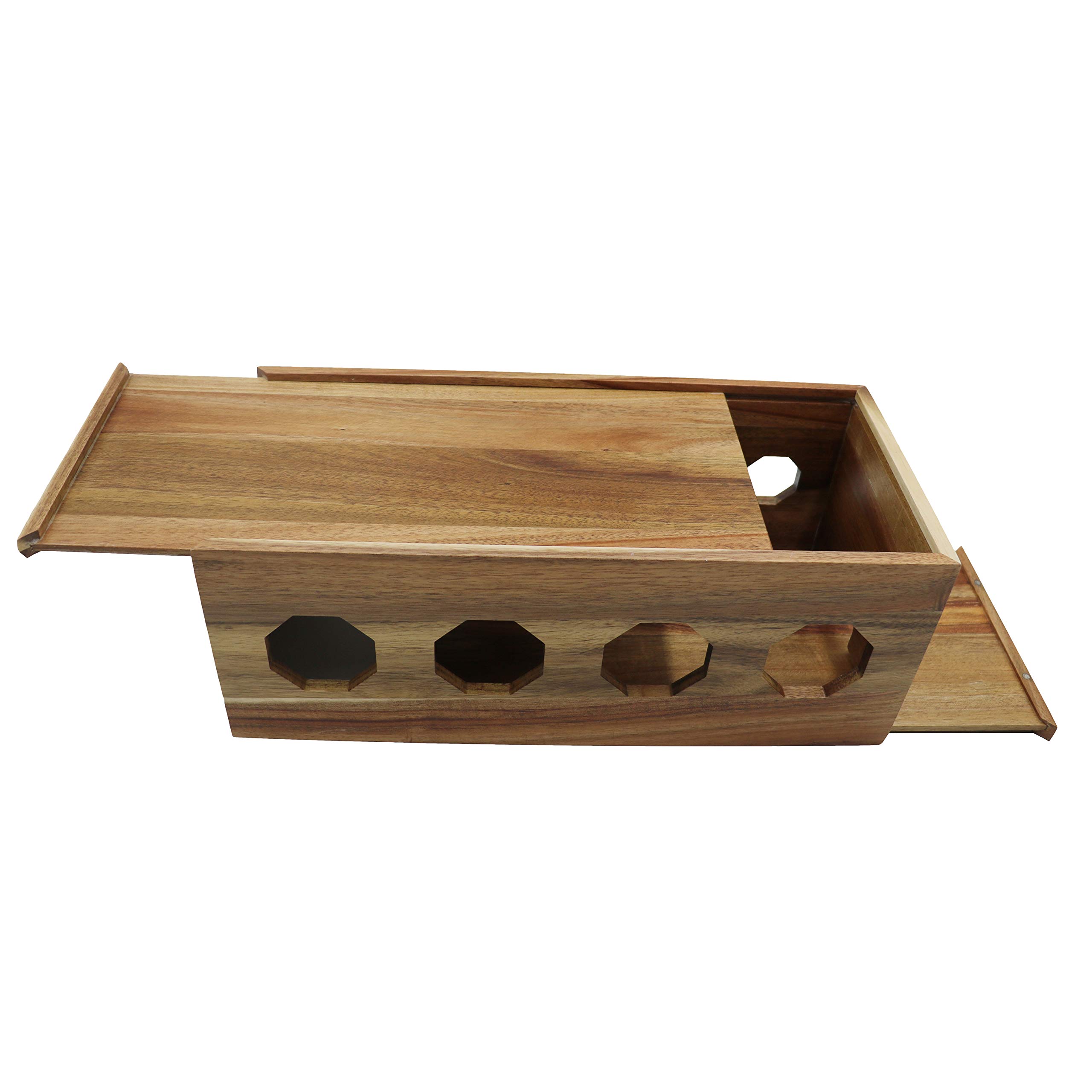 Insun Boîtier pour Câbles en Bois D'acacia, Boîtes de Rangement pour Câbles avec Couvercle, Garder les Câbles Bien Rangés pour Maison et Bureau 40x18x15cm