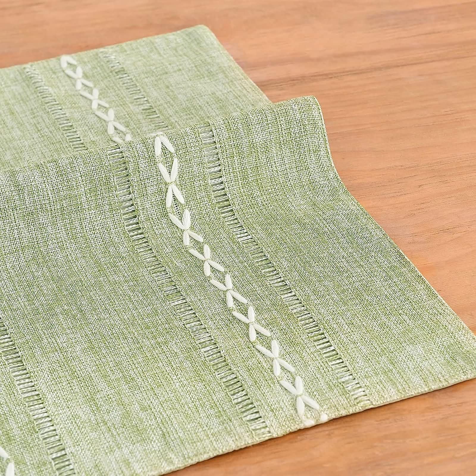 Tovaglietta Colazione Set di 8, 30 x 50 CM Tovaglietta Rettangolare Americana Cotone Lino Verde, Rettangolo