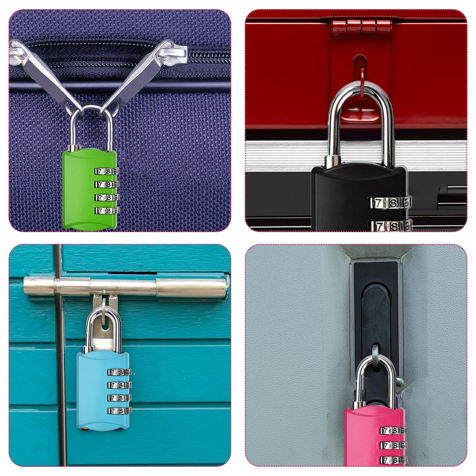 candado código de 4 dígitos, 6 candados pequeños para código de candado, candado con combinación de cadena a código, cerradura combinada para taquilla, puerta de bodega, puerta de jardín, garaje