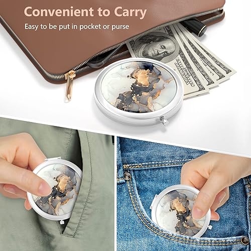 Miniatura 7 de Nipichsha Espejo compacto, espejo de maquillaje de viaje de bolsillo, espejo compacto de aumento de 2 caras, espejo compacto de aumento 2X1X,