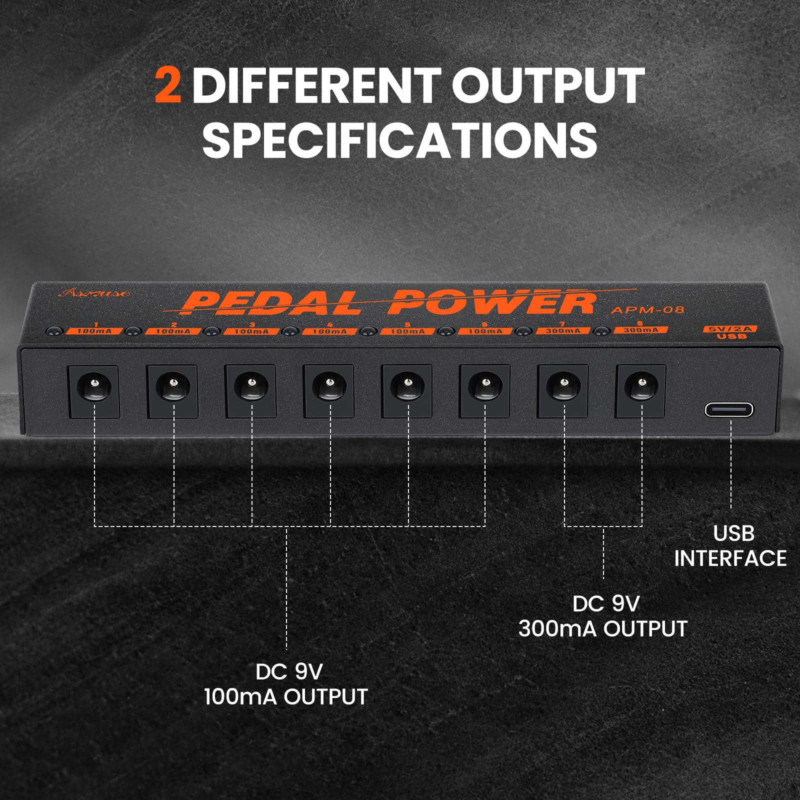 Asmuse Fuente de Alimentación para Pedal de Guitarra con 8 Salidas de CC, para Pedales de Efectos de Guitarra Eléctrica de 9 V