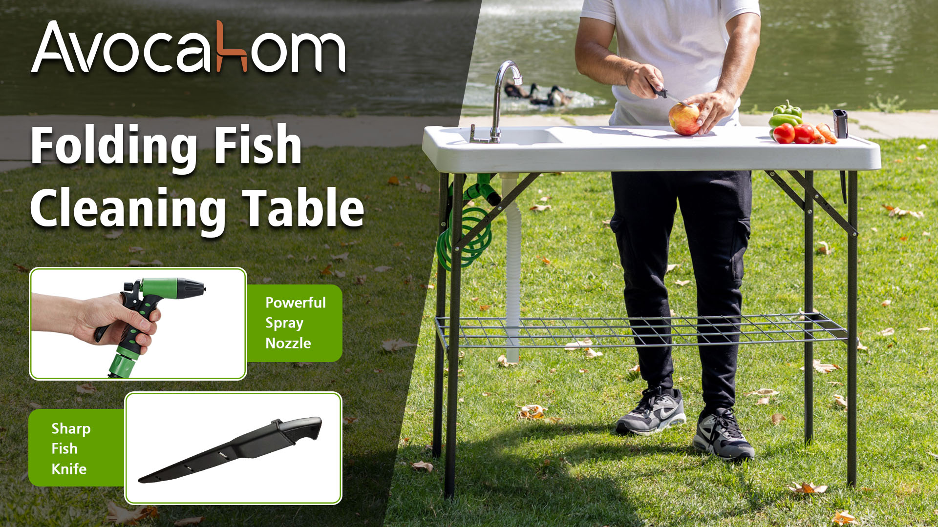 4FT Portable Folding Fish Fillet Cleaning Table Camping Picnic Ice