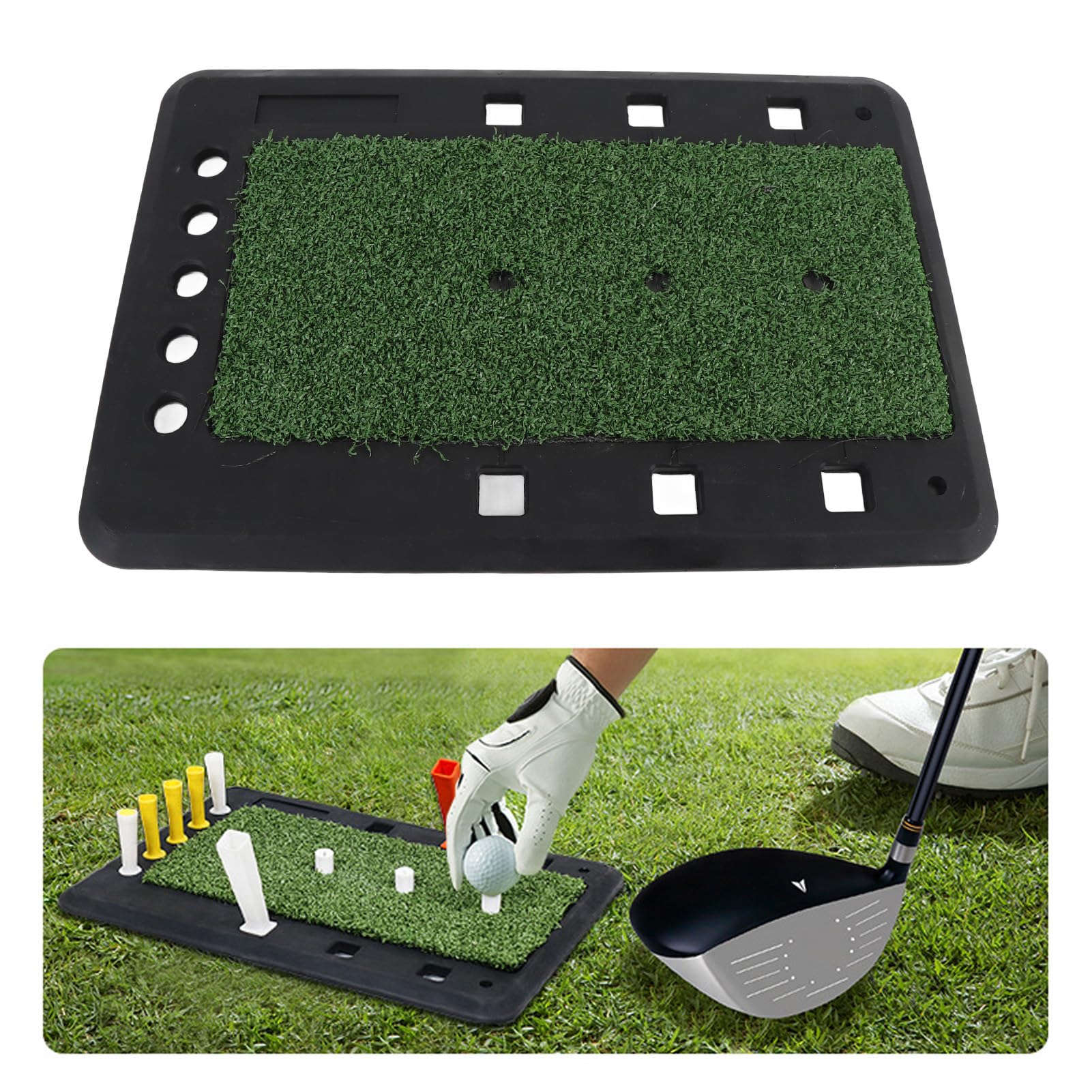 Przenośna mata treningowa premium z gumy do treningu golfowego w pomieszczeniach i na zewnątrz, 1 sztuka