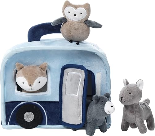 Lambs & Ivy Peluche azul interactivo para caravana/RV con juguetes de animales de peluche