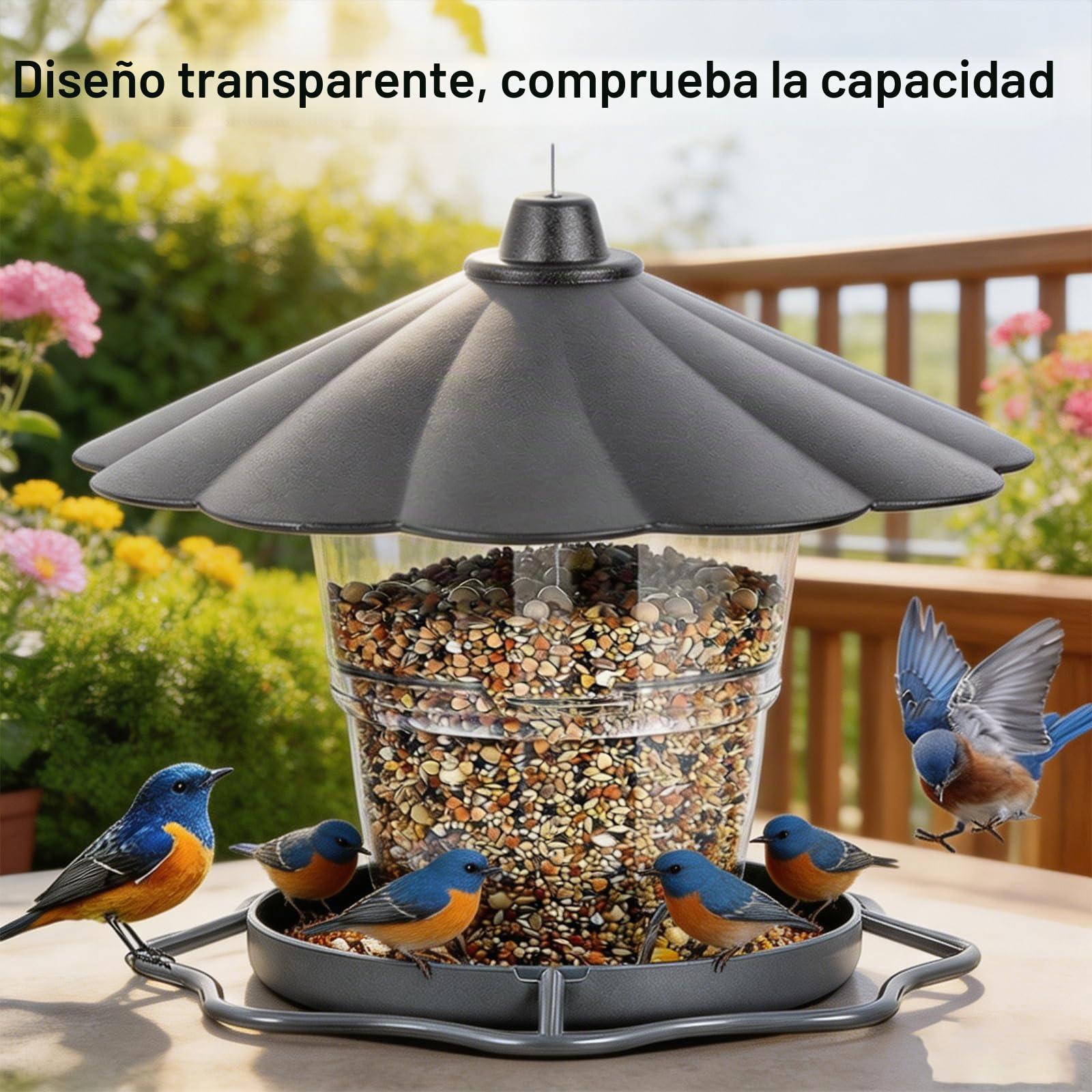 Comedero plegable para pájaros para colgar, resistente a la intemperie, comedero para pájaros de gran capacidad, comedero transparente para pájaros silvestres, comedero de plástico para jardín