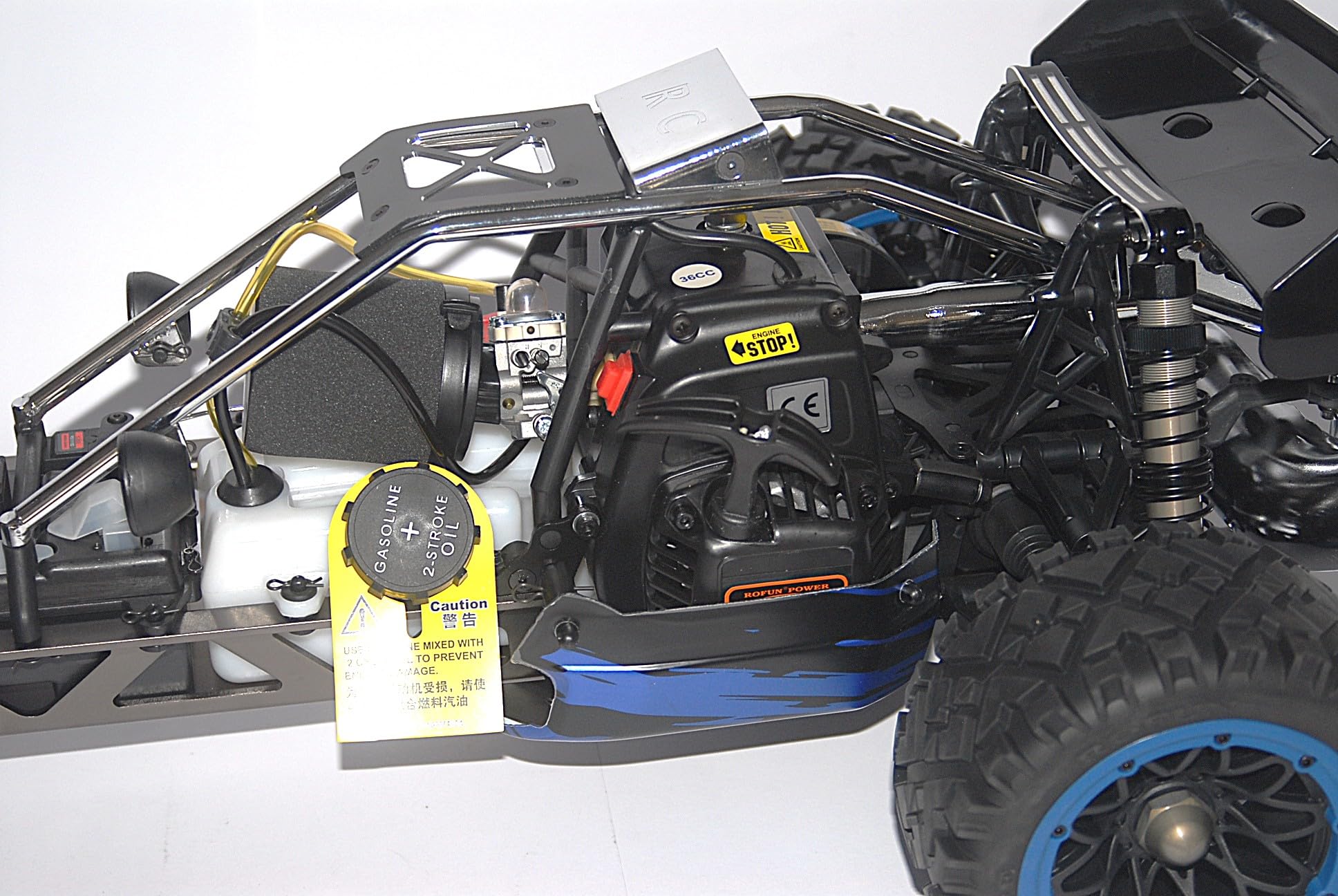 Auto RC 1/5 Baha Baja 36cc 2WD Off Road Blu – Auto RC a Benzina Versione Speciale AS Hobby con Cerchioni Scomponibili 20 Raggi e Gomme All Terrain Incollate – 2.4 GHz