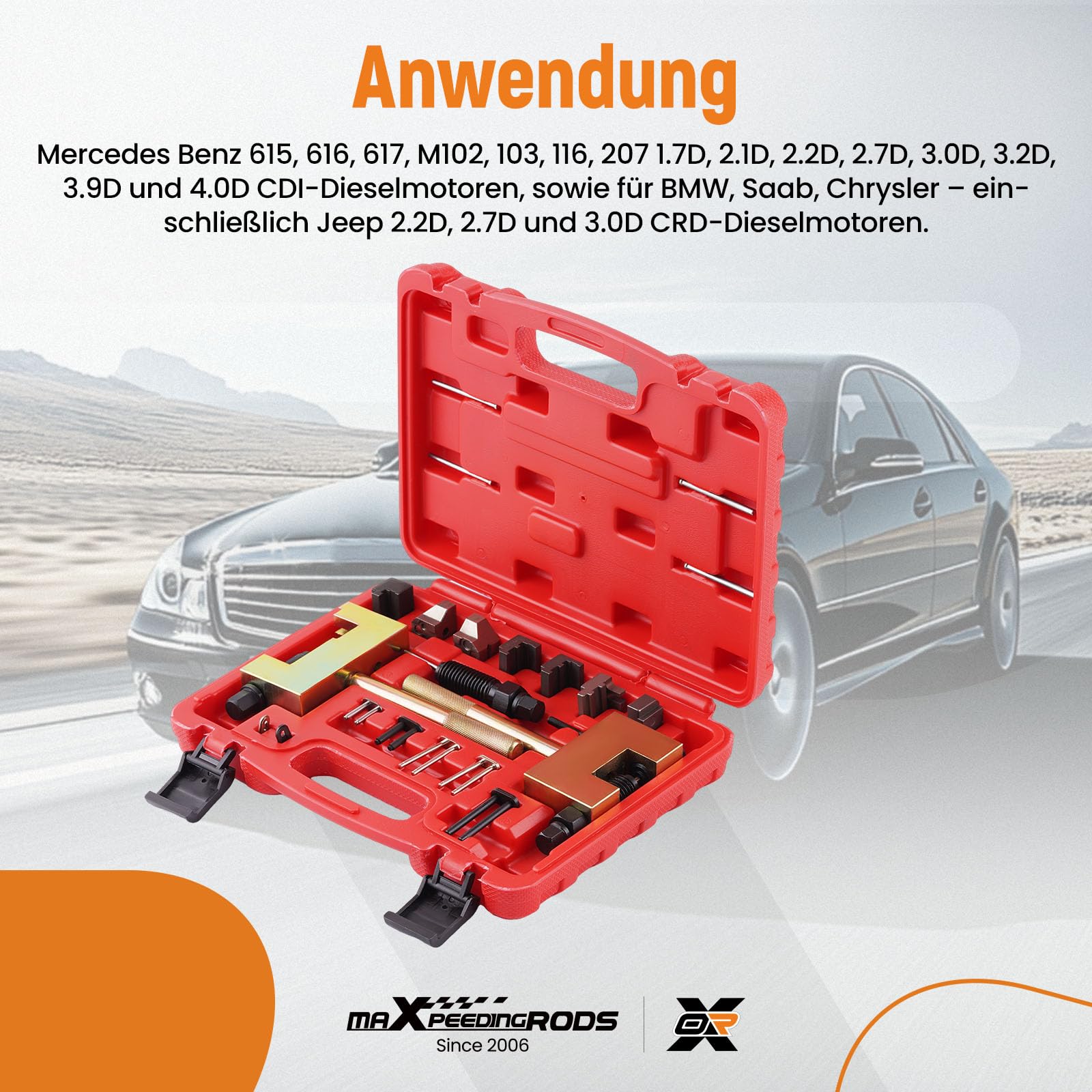 maXpeedingrods Zahnriemen Werkzeug für Mercedes-Benz, Nockenwellen Steuerkette Werkzeug für M271 M272 Wechsel Motor Niet Werkzeug 1.7, 2.1, 2.2, 2.7, 3.0, 3.2, 3.9 und 4.0 Liter für BMW für SAAB M102