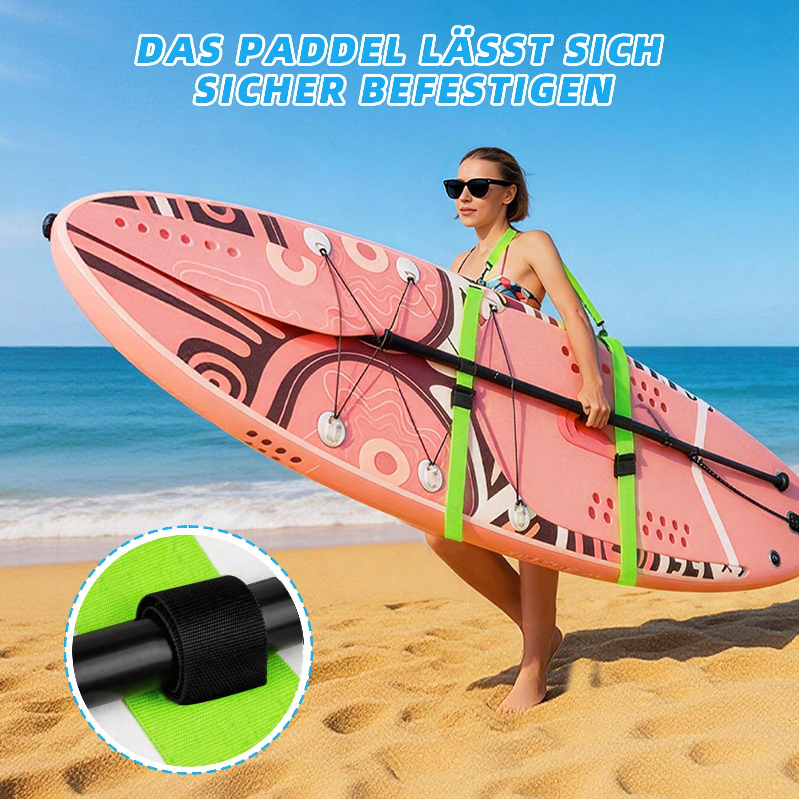 SUP pasek do noszenia, regulowany pasek do noszenia, akcesoria SUP, pasek do noszenia deski surfingowej, deski do wiosłowania, kajaka, longboard, kajaka i SUP Paddle