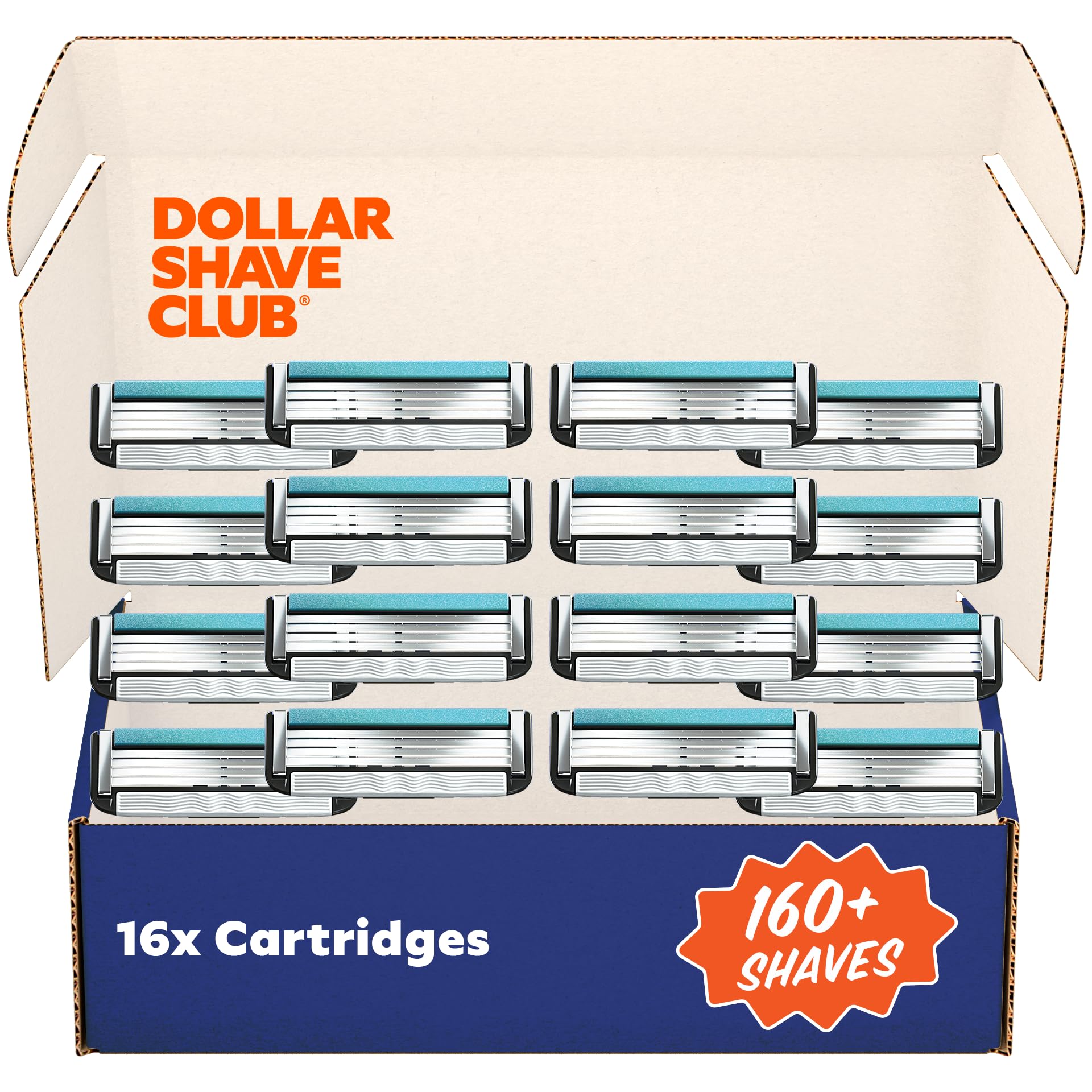 Dollar Shave Club | 4 Blade Razor Refills (16 Pack) | Swift Rinse Blades for Longer and Thicker Hair