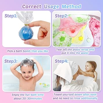 12Pcs Bubble Bath Bombs with Glow in The Dark Surprise Toy Inside for Kids