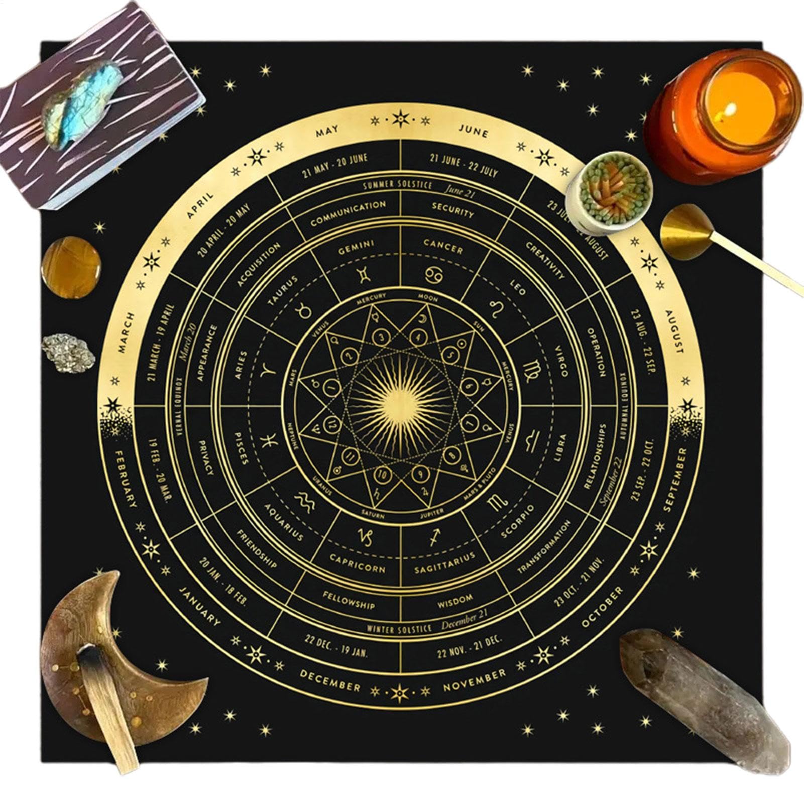 Imagen de catálogo asociada a Doiyislem Tela de Cartas de Tarot, Mantel de Tarot - Tapete para Juegos de Mesa Cuadrado | Mant