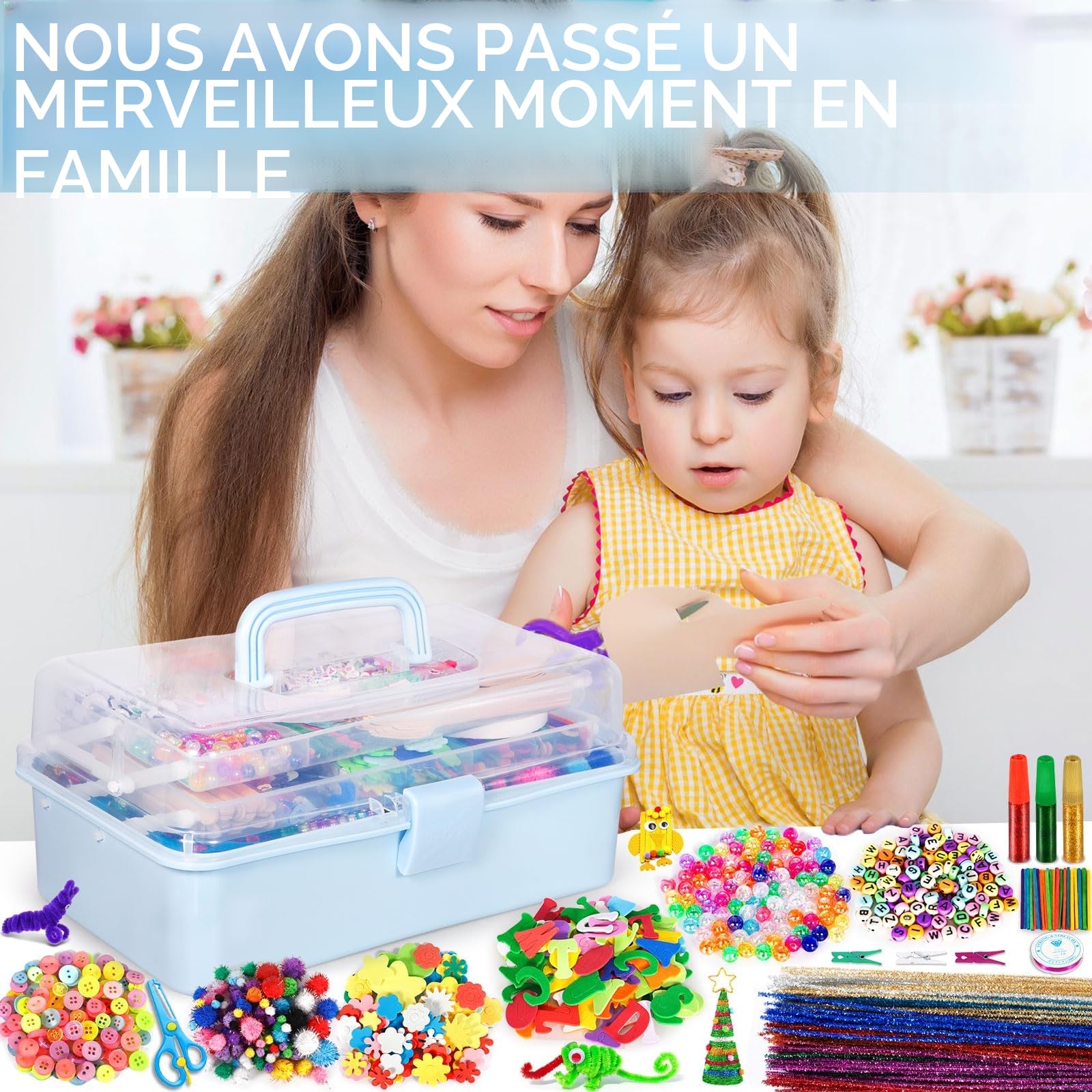Purpledi 3300+ Pièces Kit Bricolage Enfants, DIY Activité Manuelle Loisir Creatif, Artistiques Cadeau Garçon et Fille ge 3+ Ans (A)