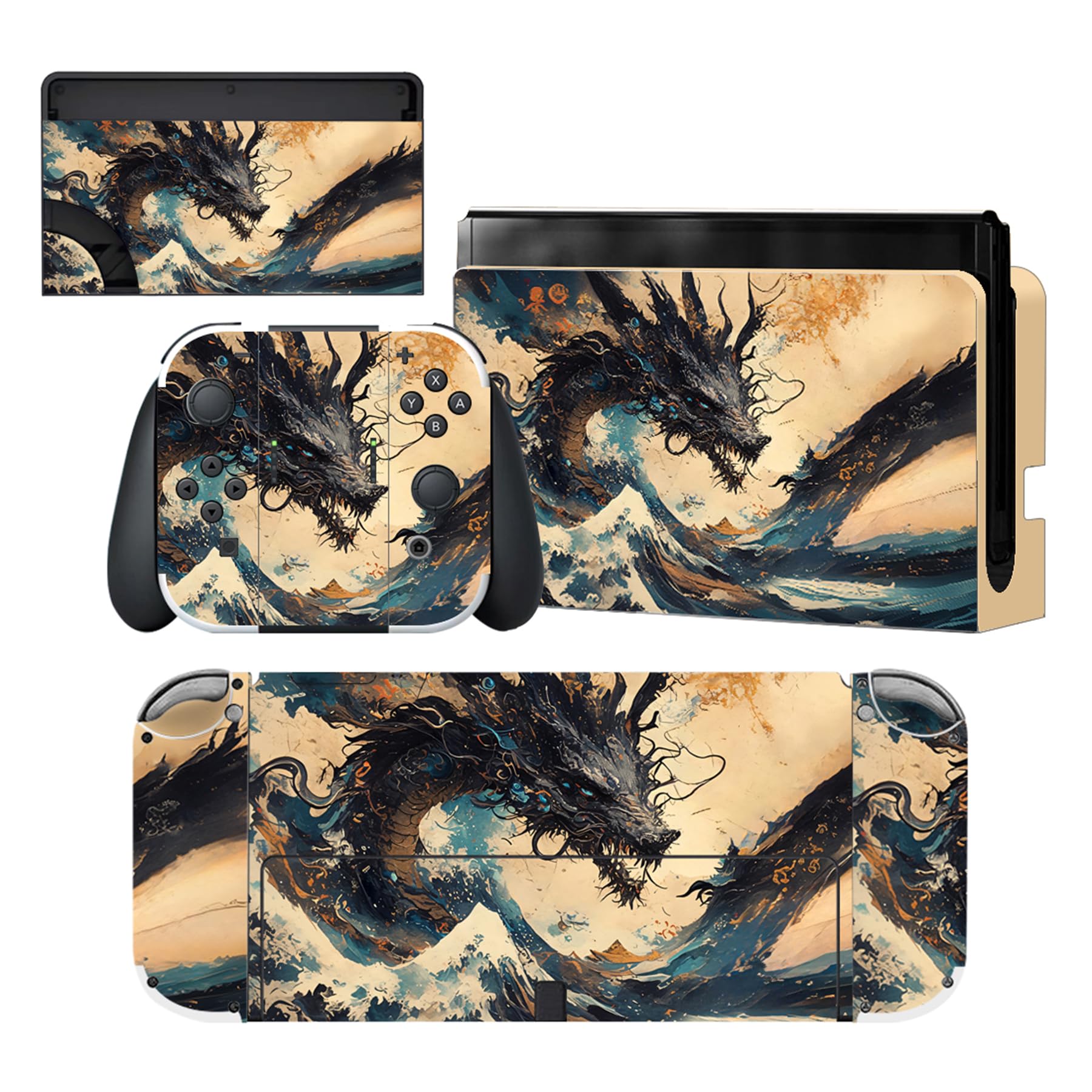 PlayVital Pegatina Protectora Completa para Nintendo Switch OLED - Calcomanías Decorativas para Joy-con y Consola, Skin Stickers Adhesivos (Azul Nebula) — view 25