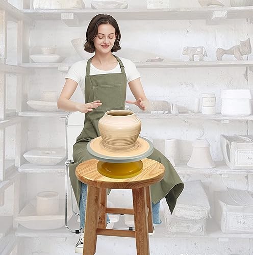 Miniatura 25 de Delantal de cerámica con pierna dividida, delantales largos para pintura artística con 3 bolsillos para cerámica, arcilla para mujeres y hombres