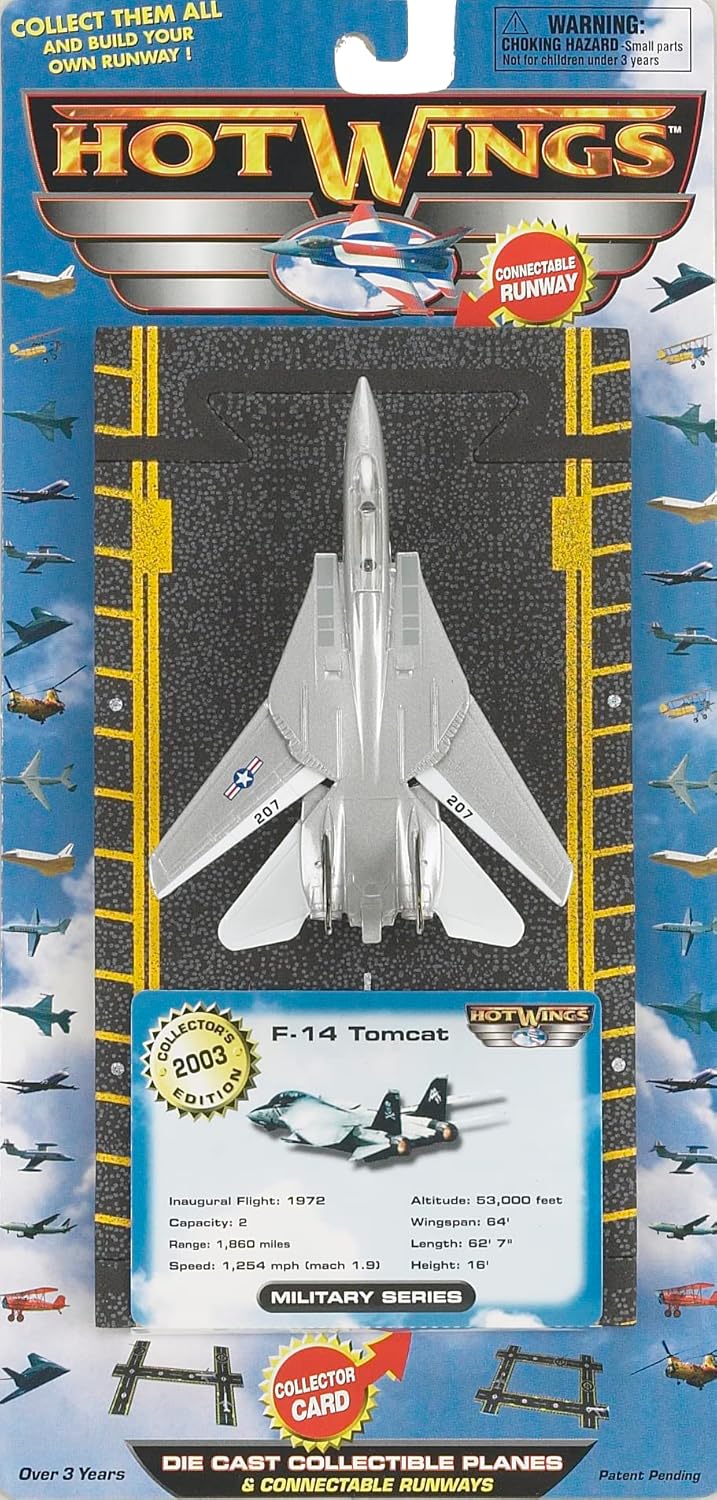 Hot Wings Planes F-14 Tomcat Jet (Jolly Rodgers) with Connectible Runway Die Cast Plane in Aviation Museums Nationwide