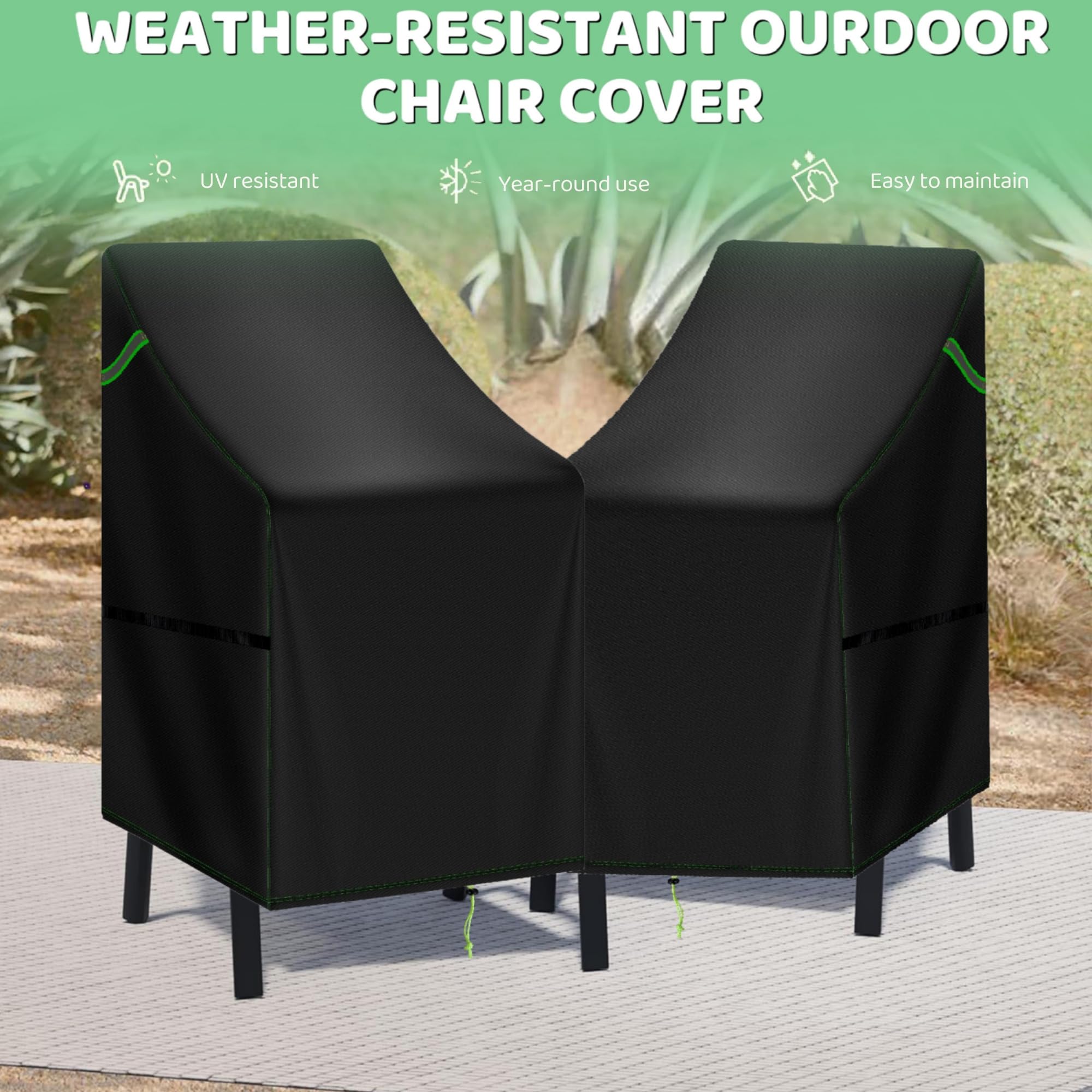 TIFILE Garden Chair Covers Waterproof, 420D Oxford High Back Patio Stacking Chair Protection - Image 3