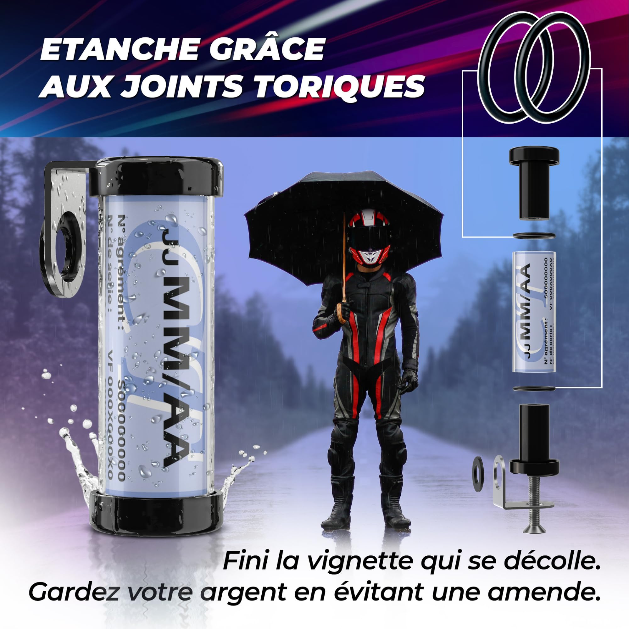 Capsule CY1 ©,Soporte para portaviñetas de garantía y control técnico para motocicletas,También para scooter y Quad,Accesorios para moto funda protectora para documentos con tarjeta verde