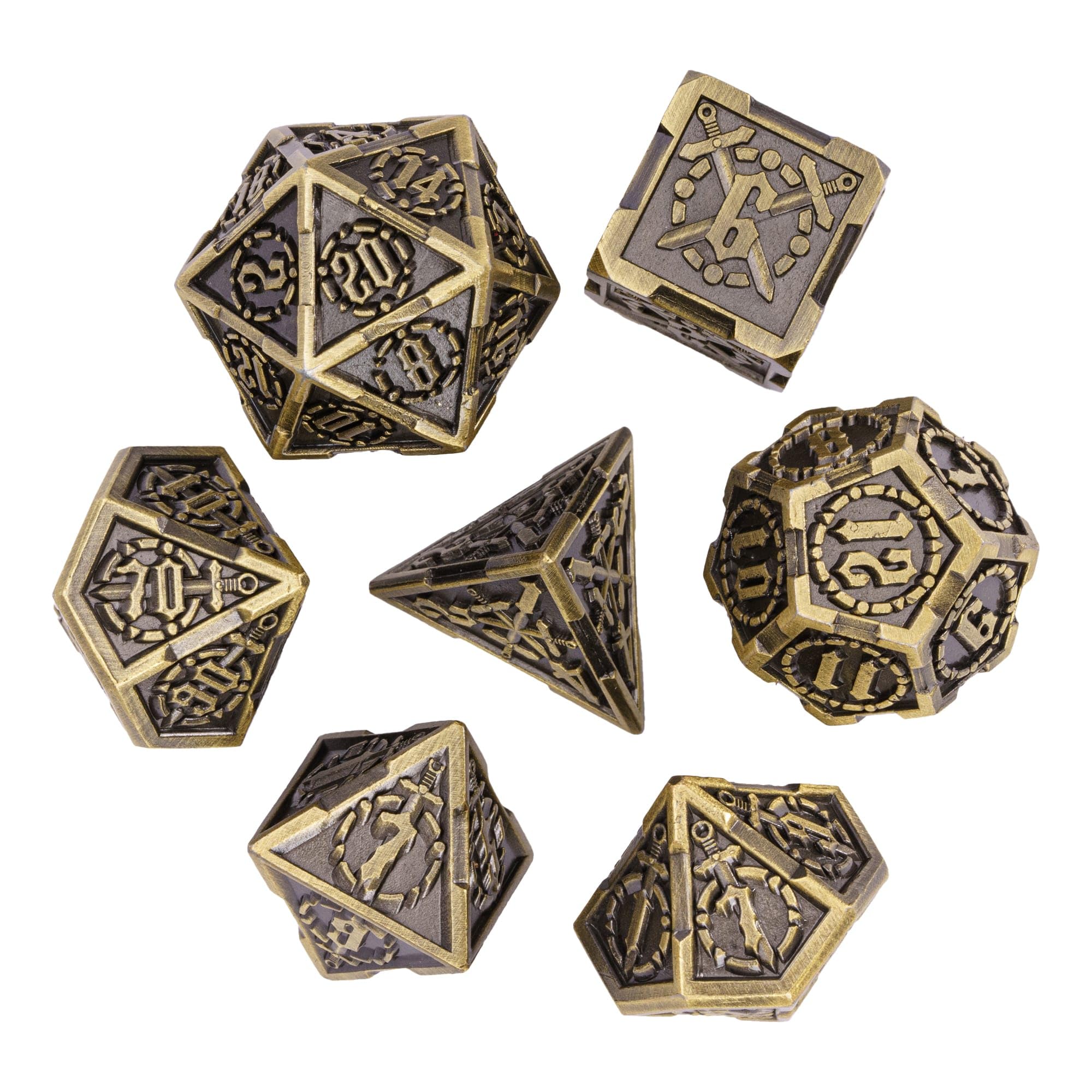 Jeu De Dés D&D En Métal - 7 Pièces Avec Boîtier Montre De Poche Dragon | Cadeau Pour Jeu De Rôle