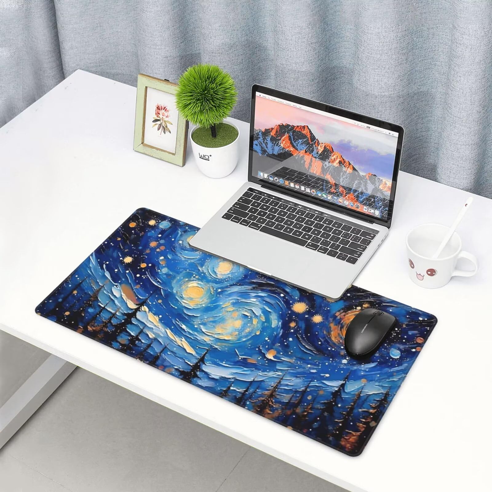 Gamingowa podkładka pod mysz, XXL, 1600 x 800 x 3 mm, podkładka pod mysz, abstrakcyjna, Starry Sky, akcesoria gamingowe z antypoślizgową podkładką, wodoodporna i trwała, do myszy i klawiatury,