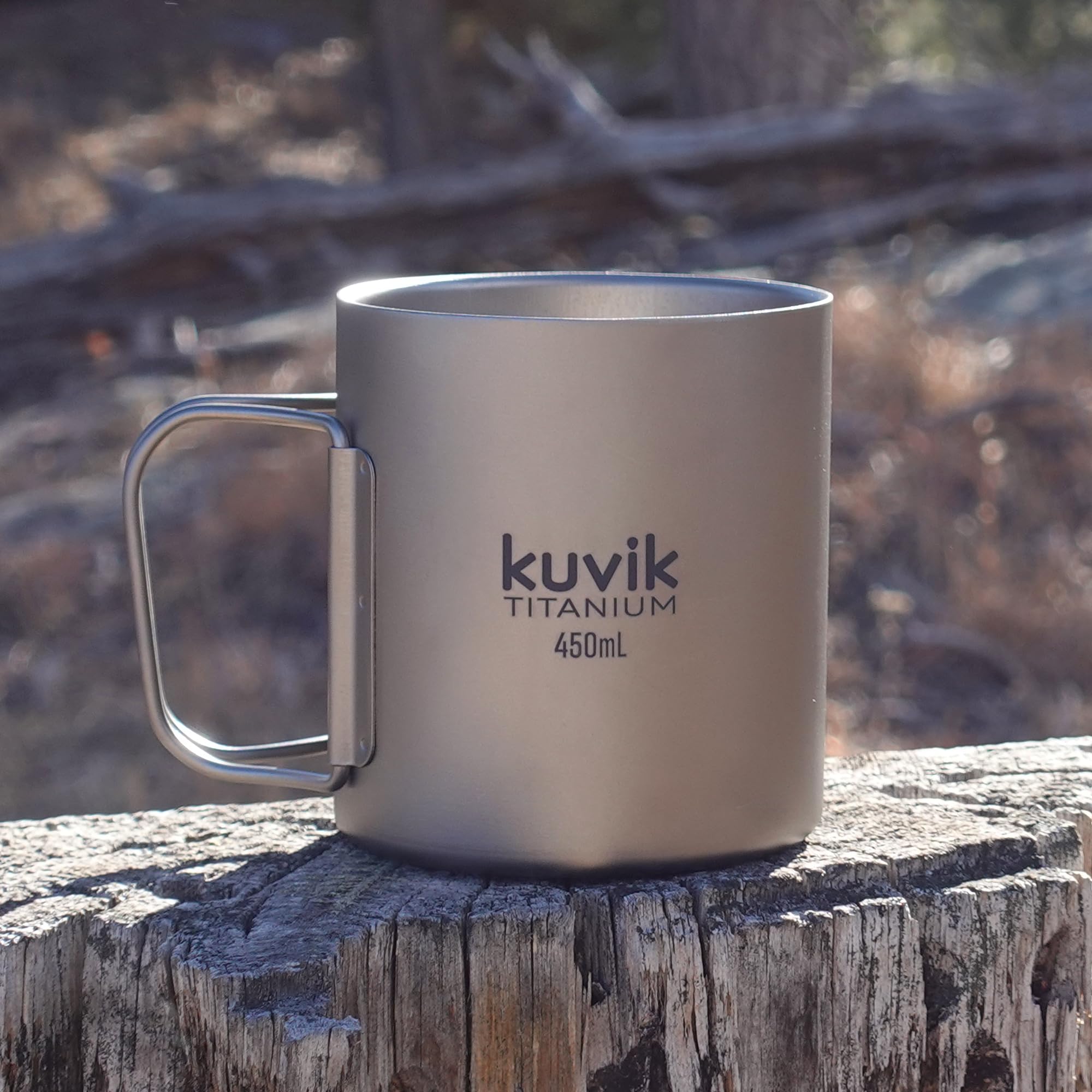 Kuvik Doppelwandige Titan-Tasse, 450 ml, ultraleichte und kompakte Tasse für Rucksackreisen, Camping und den täglichen Gebrauch