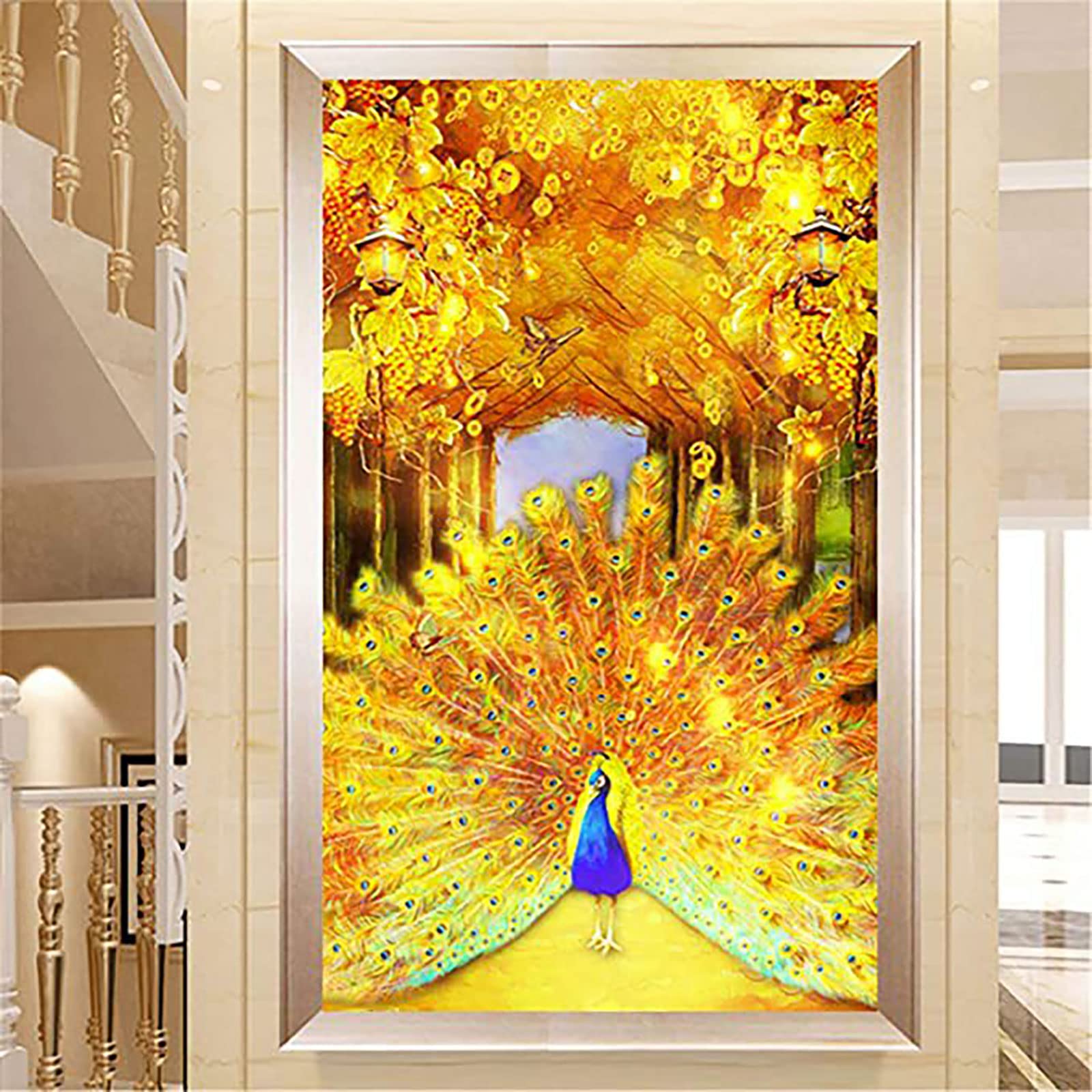 Instarry Kit Diamond Painting 5D: Grande Quadro Da 80x45 Cm Con Pavone E Farfalla, Tela HD, Diamanti Rotondi, Completo Di Strumenti - 4