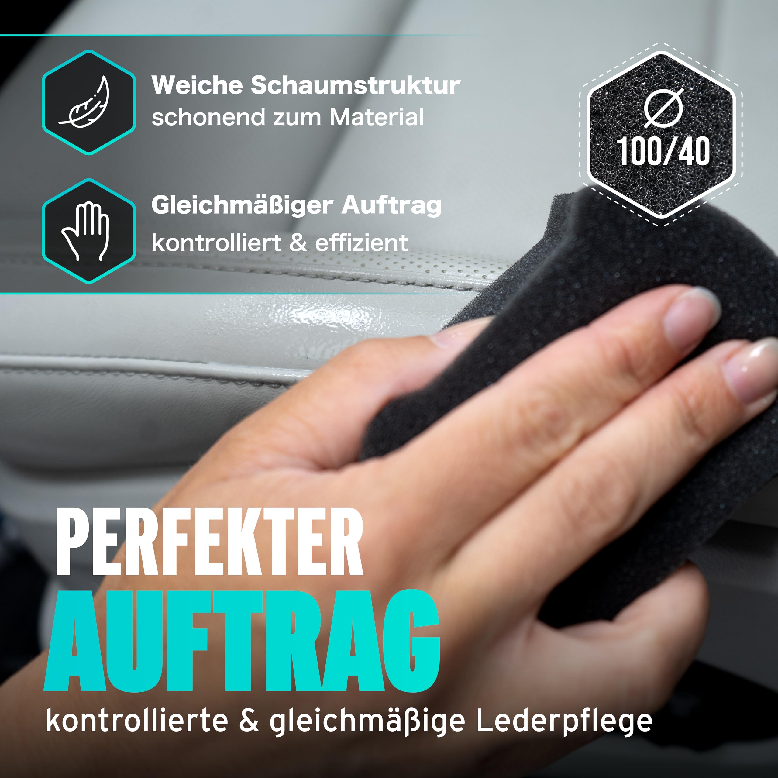 Lederpflege Set | Koch Chemie Leather Star Leder Tiefenpflege Seidenmatt 1l + Auftragsschwämme + Mikrofasertücher | Pflegemittel für Autositze Lenkrad Sofa Couch | Pflege für Auto Motorrad & Haushalt
