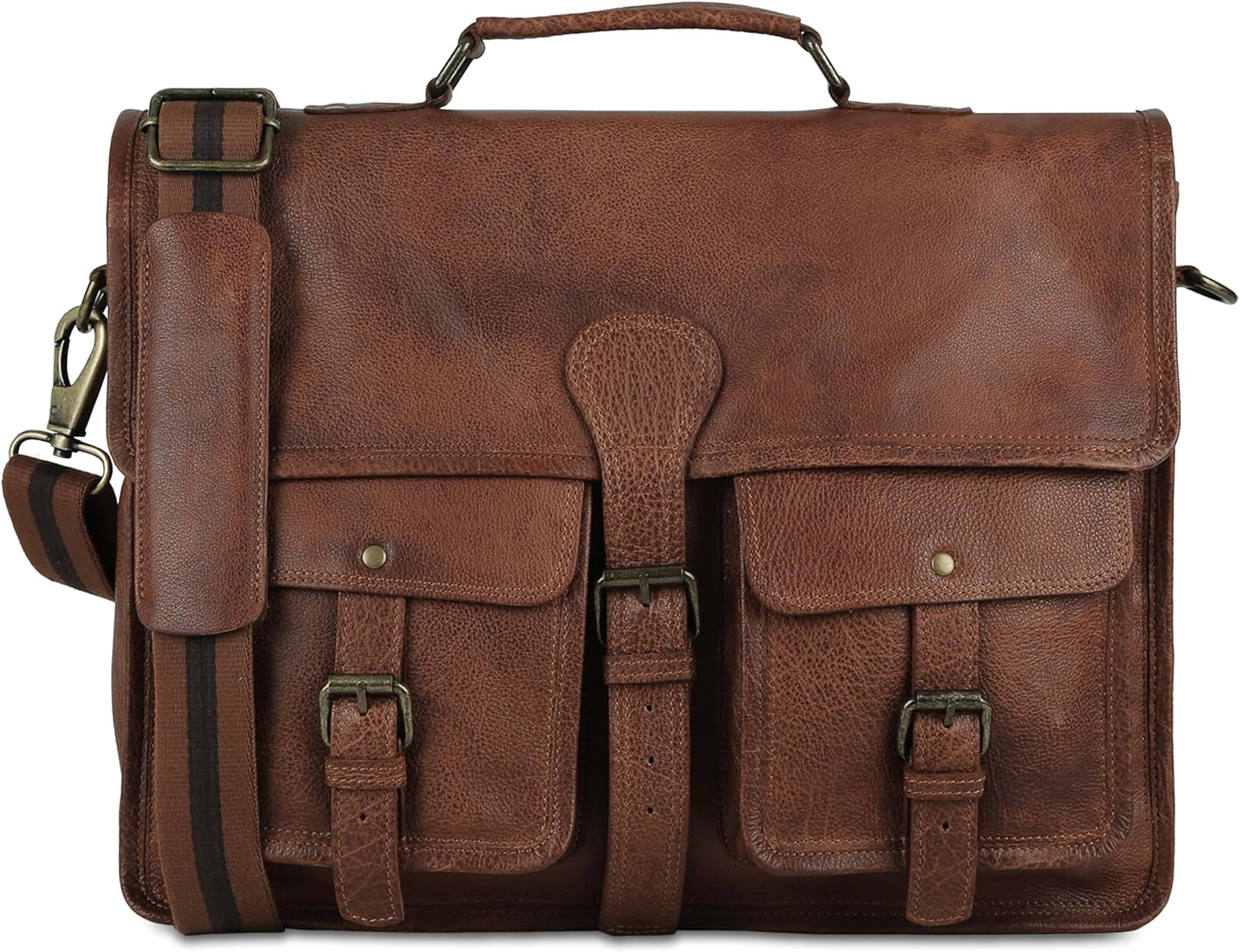 Leather briefcase 18 inch laptop messenger bag for men and women best satchel office bag - Image 3