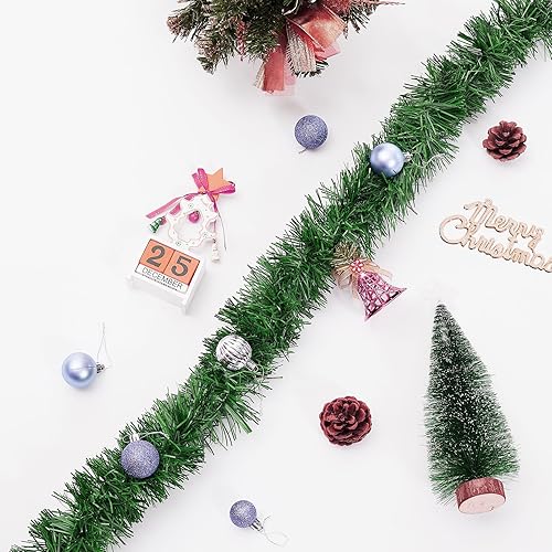 Miniatura 4 de 1 guirnalda de Navidad de 50 pies para decoración de interiores y exteriores, guirnalda suave de vegetación artificial gruesa y esponjosa para