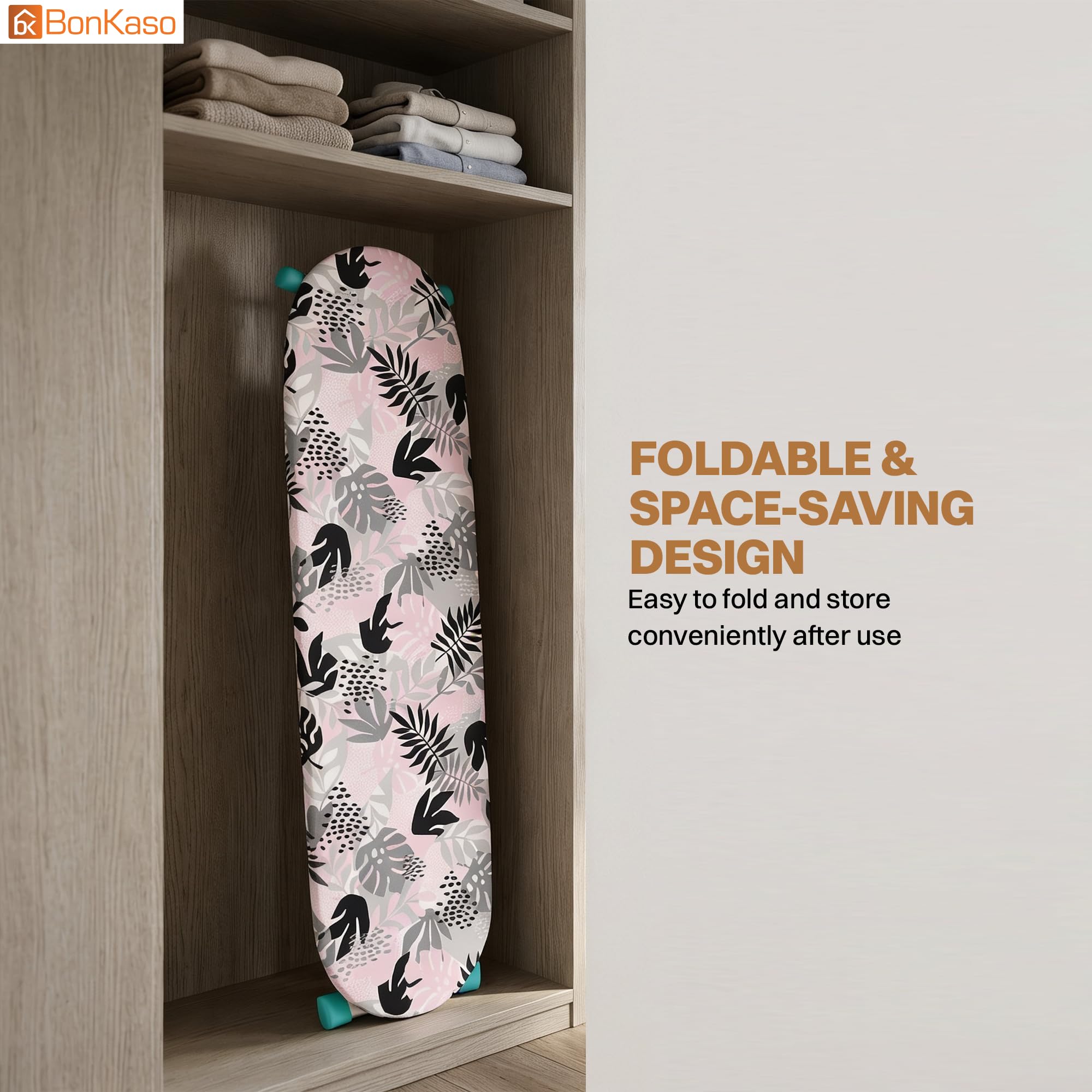 BonKaso Foldable Ironing Board - Pink -7